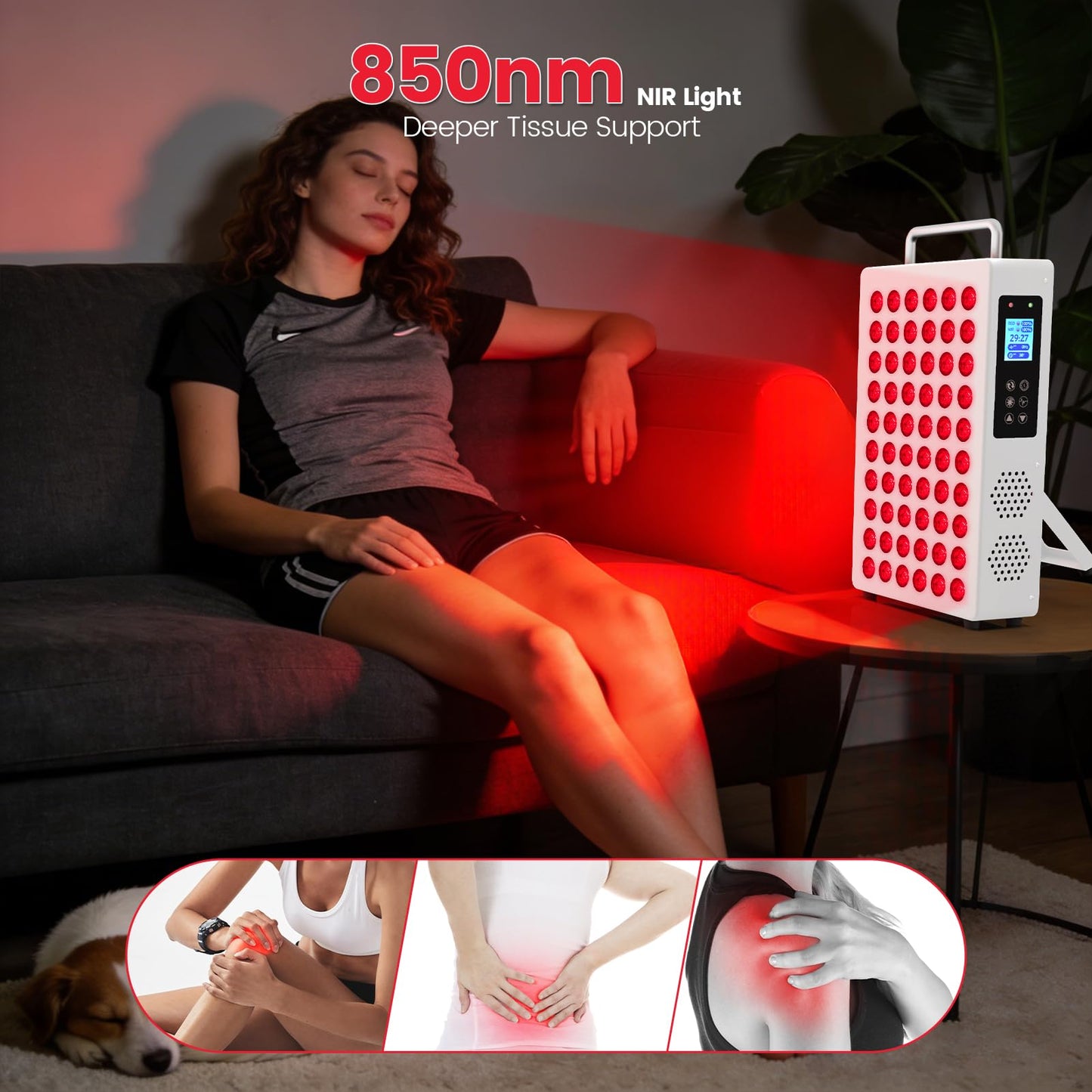 Red Light Therapy Panel, with 660nm & 850nm Near-Infrared Light – 300W High-Power Red Light Panel for Face & Body, Supports Skin Care, Pain Relief, and Skin Health (White)