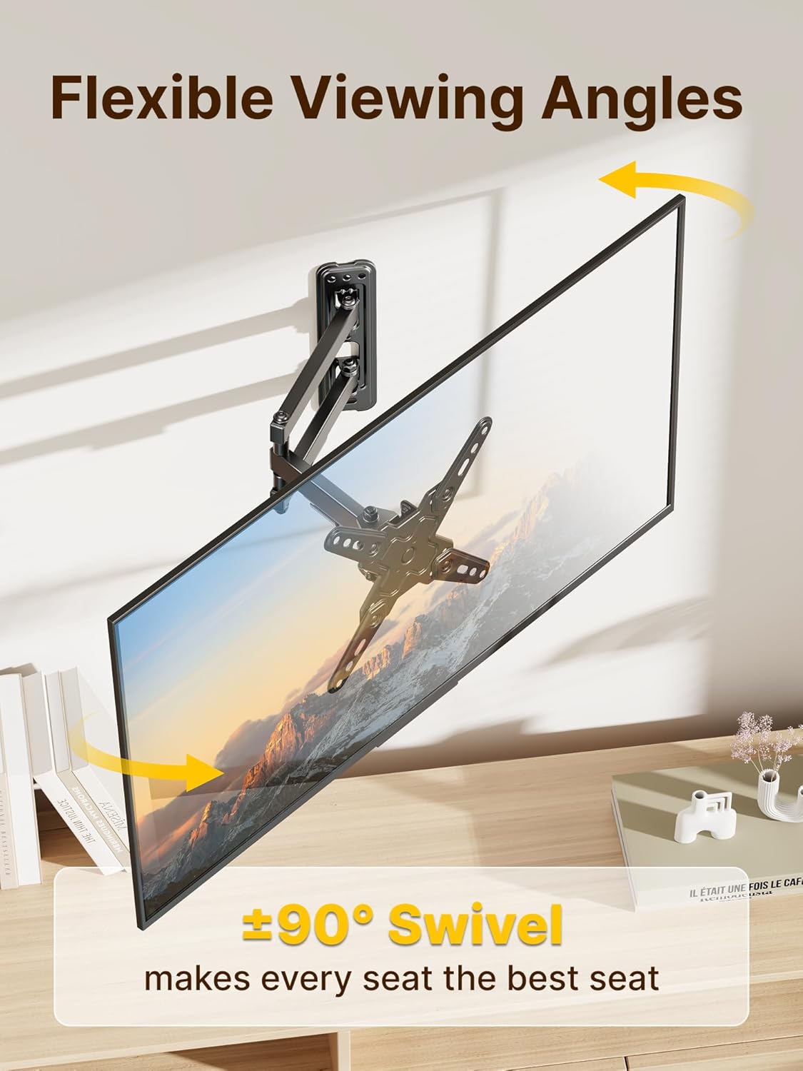 monTEK 13-43 Inch 200x200mm, 44lbs Full Motion TV Wall Mount Bracket for Most LED LCD Flat Screen TVs & Monitors