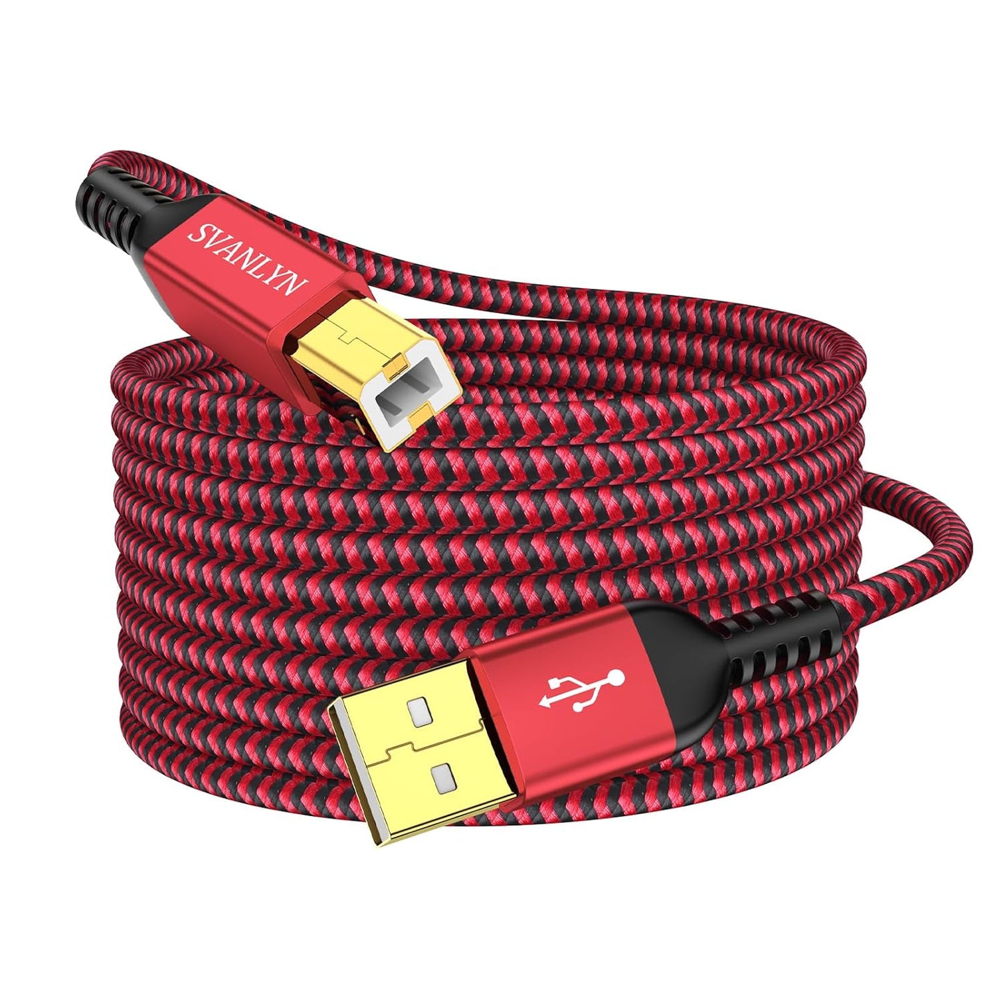 SVANLYN 6 2.0 Printer Cable FT, USB A to B Printer Cable High-Speed Nylon Braided USB MIDI Cord Compatible