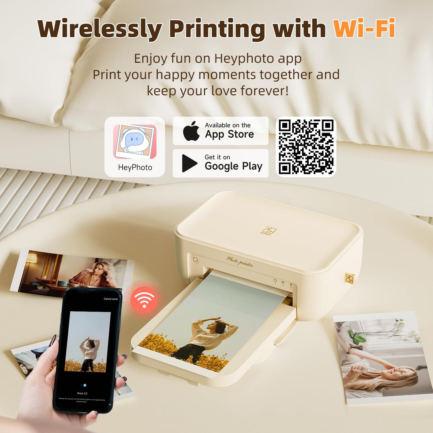 HPRT CP4100 Photo Printer - Portable 4x6 Bluetooth Instant Picture Printer + 108 Sheets & 2 Ribbon, Mobile, Premium Dye Sublimation - 300 DPI Display Resolution - Editing App for Fun, Creative Photos
