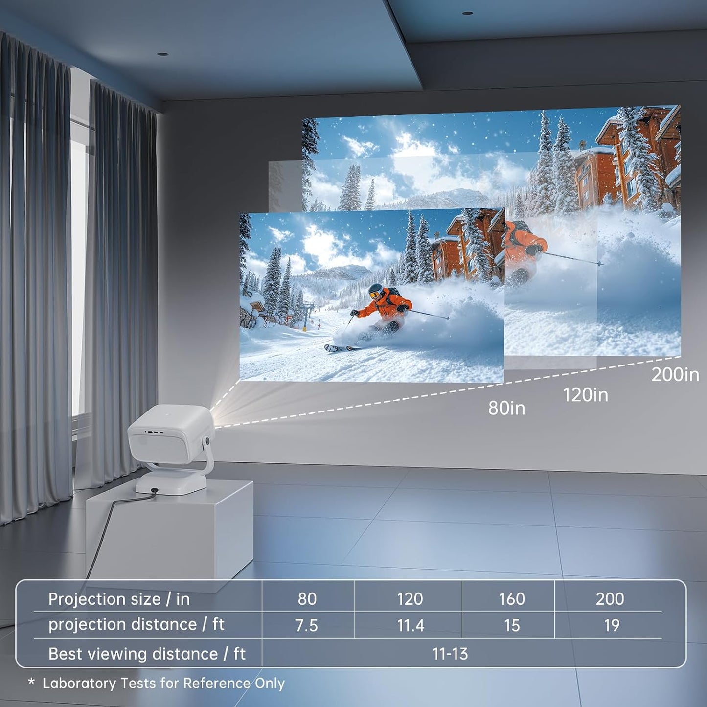 FXiaoy 4K 1080P Portable WiFi Bluetooth Projector, Support Smart Mini Projector with Rotatable Stand, FHD Home Cinema