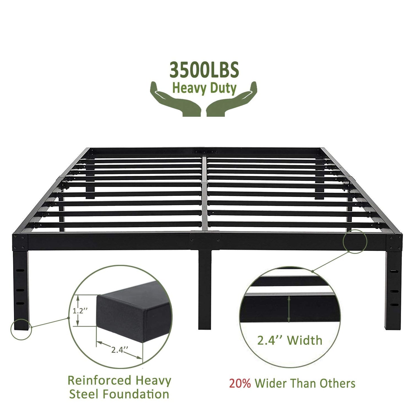 45MinST 18 Inch Maximum Storage Bed Frame/Reinforced Platform /3500lbs Heavy Duty/Easy Assembly/Mattress Foundation/Steel Slat/Noise Free, King