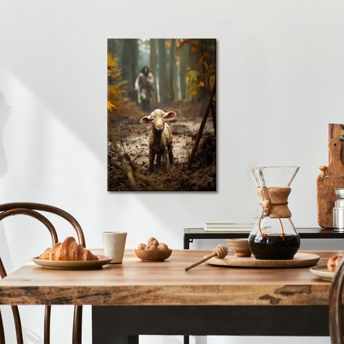 Framed Jesus and Lamb Canvas Wall Art - Christian Decor for Living Room & Bedroom | Inspiring Prints