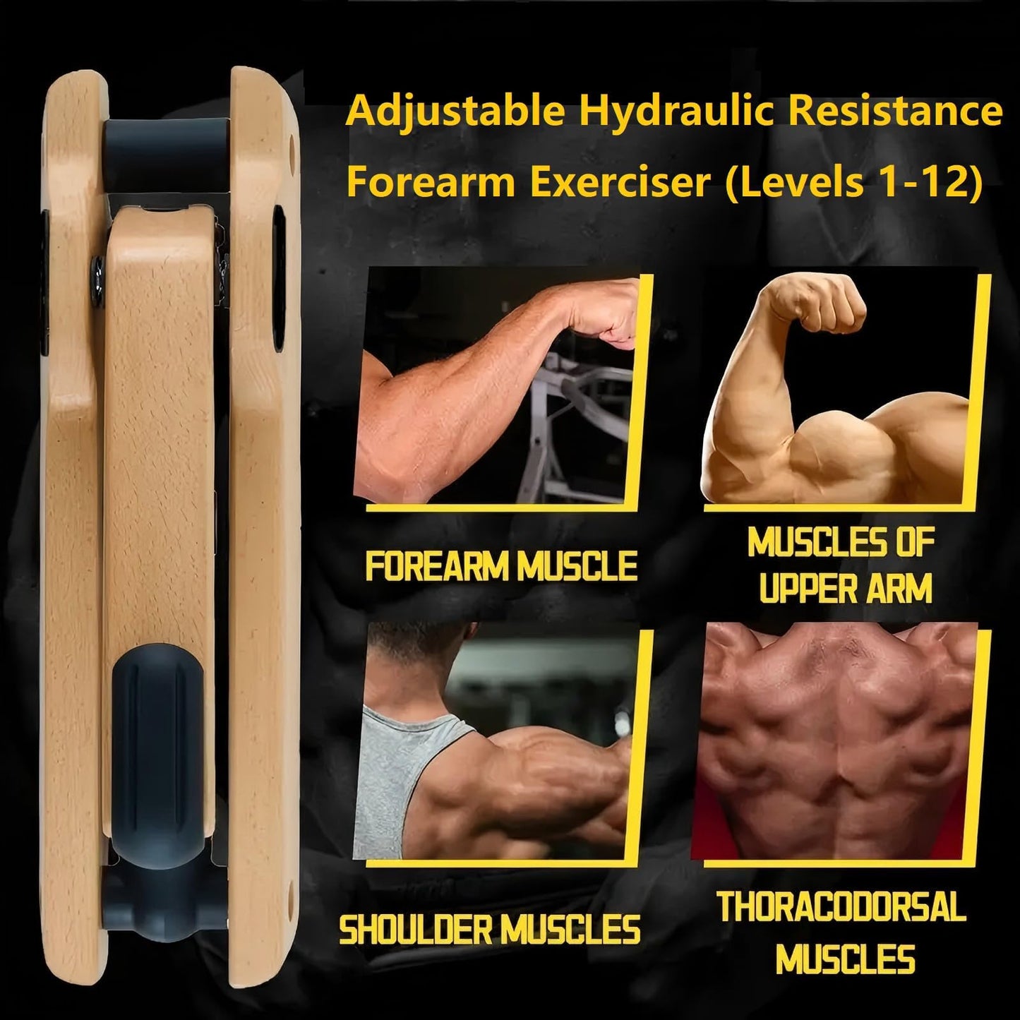 Workout Armwrestling Training Equipment Forearm Strength Trainer Strength Training Equipment Arm Trainer Wholesale Wrist Strengthener with Adjustable Hydraulic Resistance (Levels 1-12)