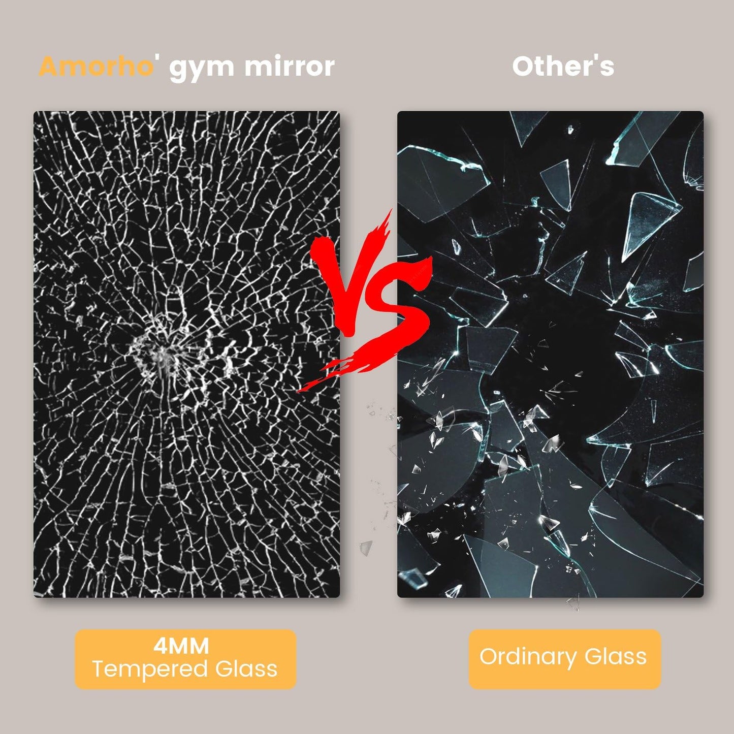 Amorho Gym Wall Mirror, 56''x24''(Each)-2PCS Frameless Full Body Mirror for Gym, Tempered Glass, Yoga Studios, Dance Rooms, Garage Gyms.
