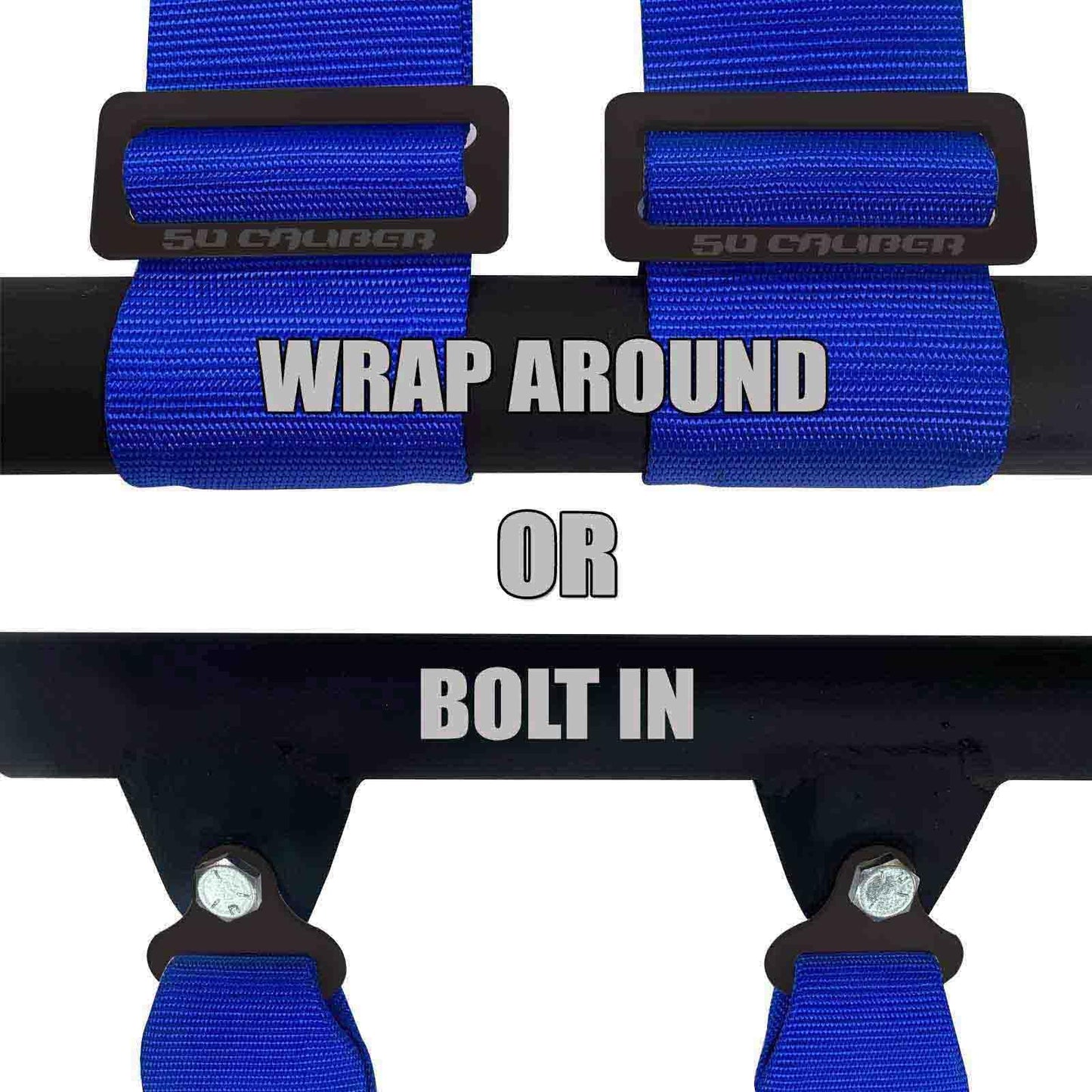 4 point harnesses (2) for bucket seat, push button release, 10 colors to choose from, racing harness 4 point race car UTV RZR (Blue, 3 inch) [6042]