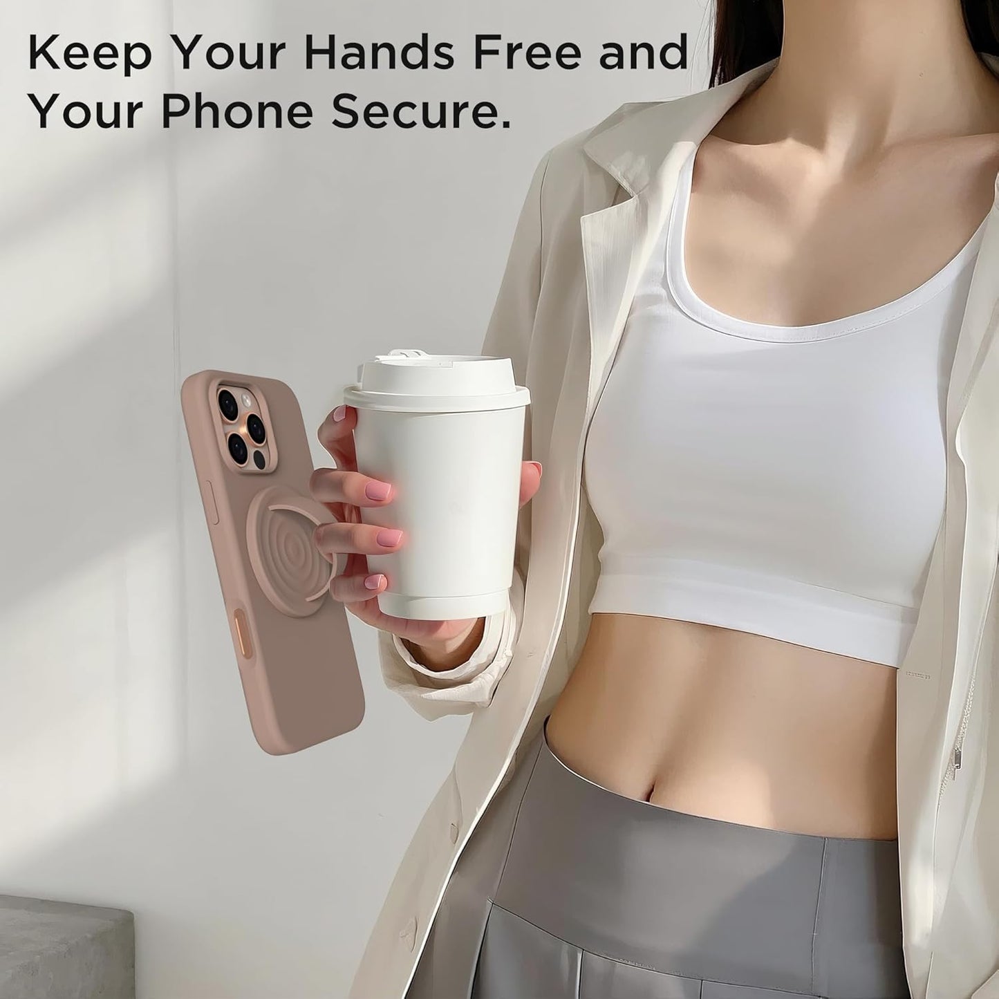 COFFKER 17/16/15/14/13/12 Magnetic Phone Grip Ring Holder, Liquid Silicone Magnet Cell Phone Grip Finger Loop
