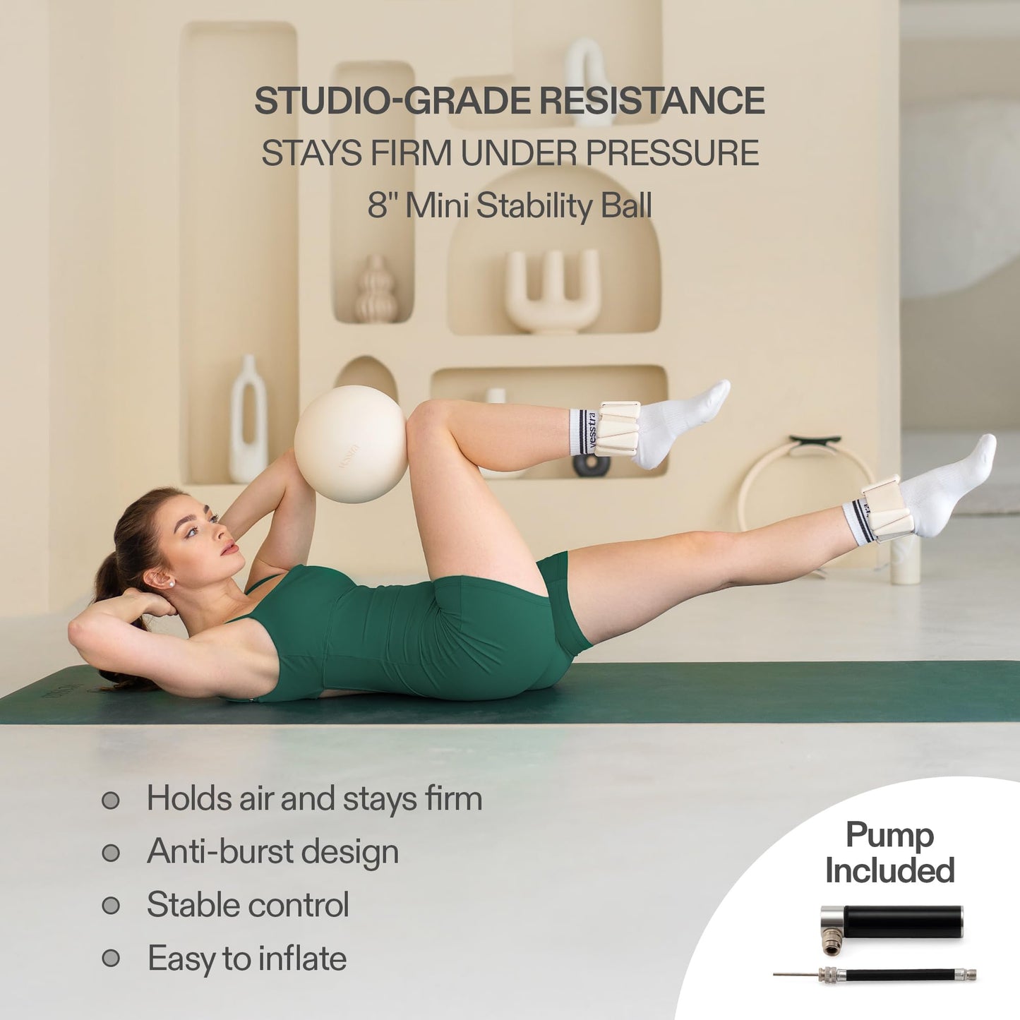 Vesstra Signature Pilates Set - Complete Pilates Kit with Ring, Ball, Wrist and Ankle Weights & Resistance Bands for Home or Studio Workouts