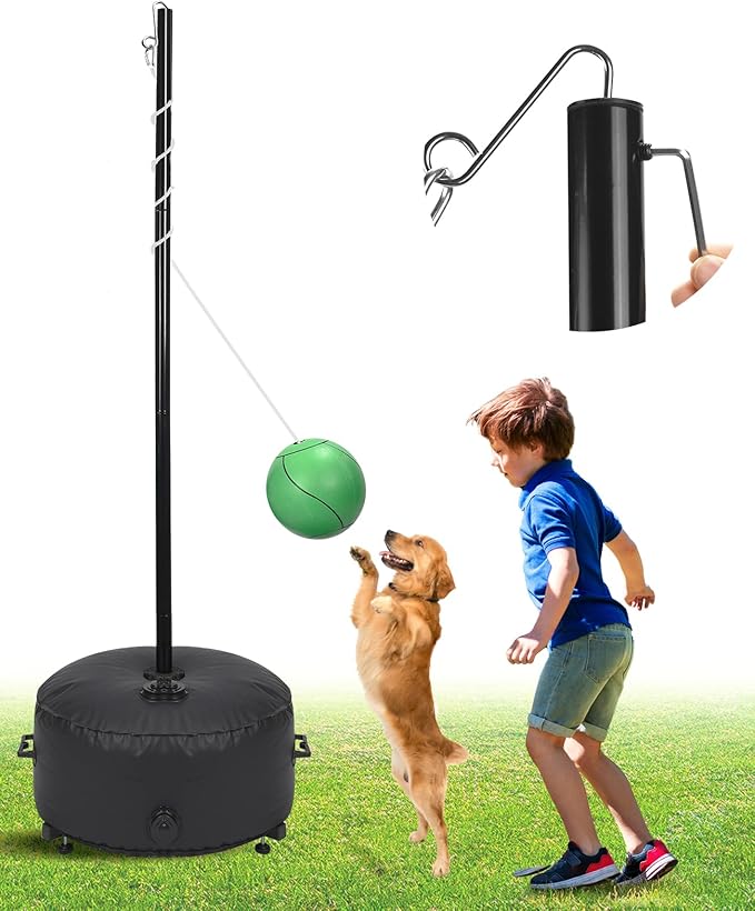 GADFISH Portable Tetherball Set with Ball and Rope, Adjustable Height Rack with Water Bag Base, Suitable for Adults & Kids Play in Indoor & Outdoor, Playground, Backyard