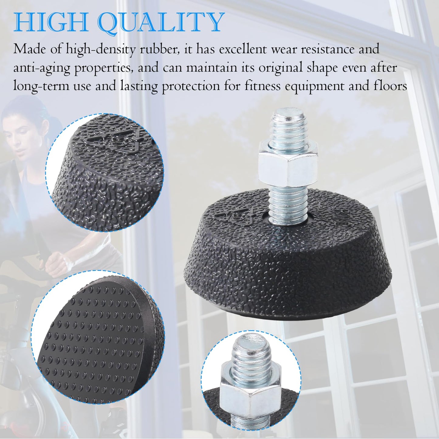 GAQUECY 4 Pack Exercise Bike Support Foot Pads Compatible with Peloton OG & Plus,Upgraded 3/8" Stainless Steel Anti-Slip Screw,Noise Reduction Shock-Absorbing Rubber Stabilizer Feet