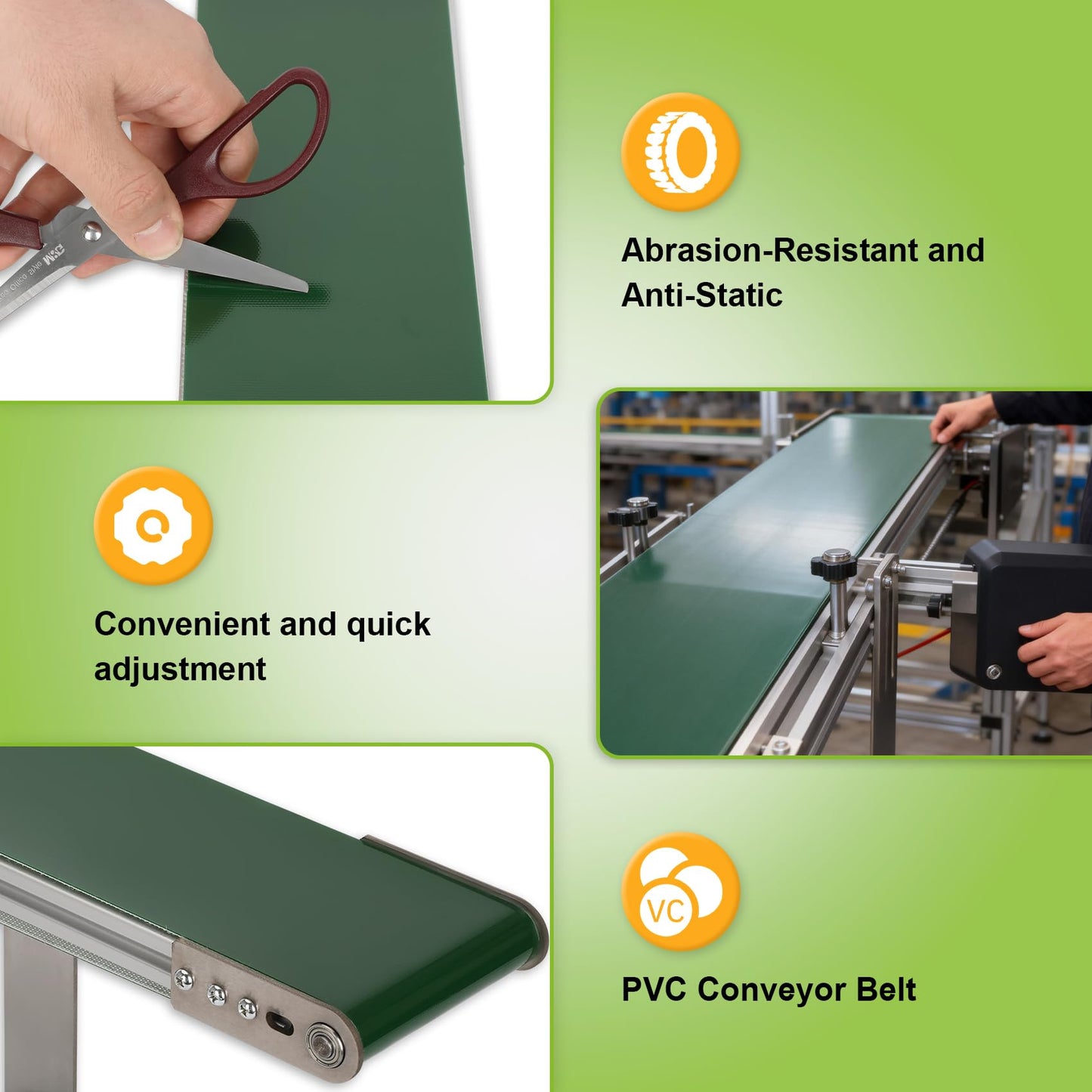 Belt Conveyor 39 inch, Ddjustable-Speed Small Conveyor Belt, Desktop PVC Bonveyor Belt with Built-in sensors, Easy to Assemble, 39 inch Conveyor Velt for Production Lines, Laboratories, Homes