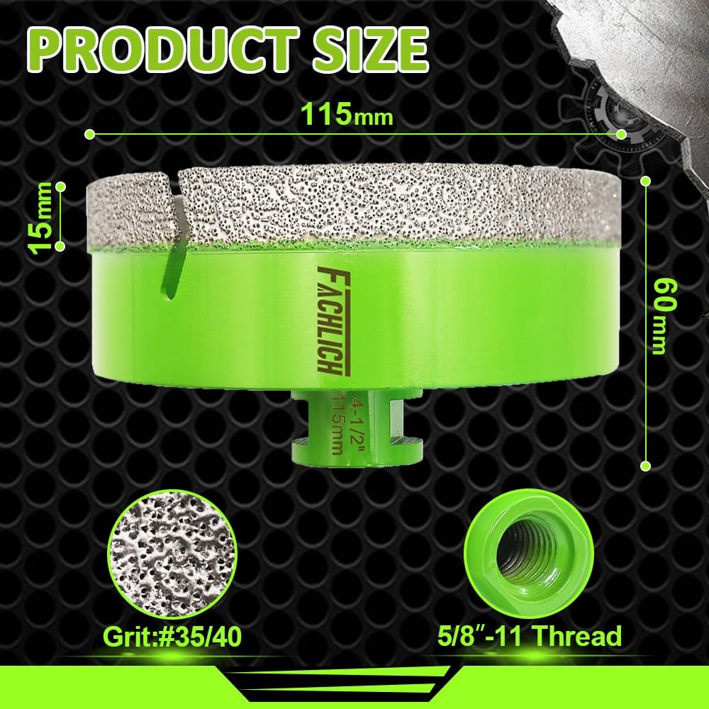 Diamond Core Drill Bit - 4-1/2" Tile Hole Saw 115mm for Porcelain Tile Granite Marble Masonry