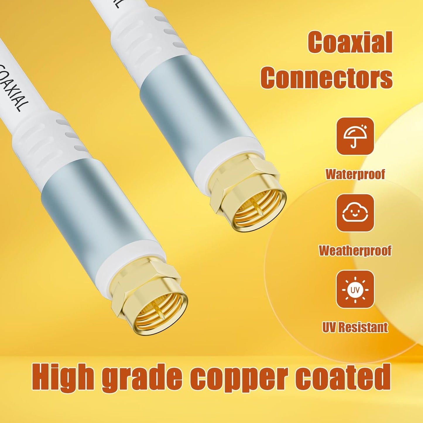 LDKCOK 3ft RG6 75 Coaxial Cable White, Premium Ohm Coax Cable for High-Speed Internet Modem, Cable TV Antenna