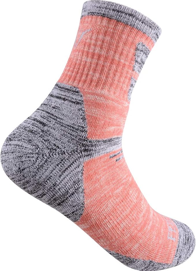 FEIDEER Women's Hiking Walking Socks, 4-Pack Outdoor Recreation Socks Wicking Cushion Crew Socks