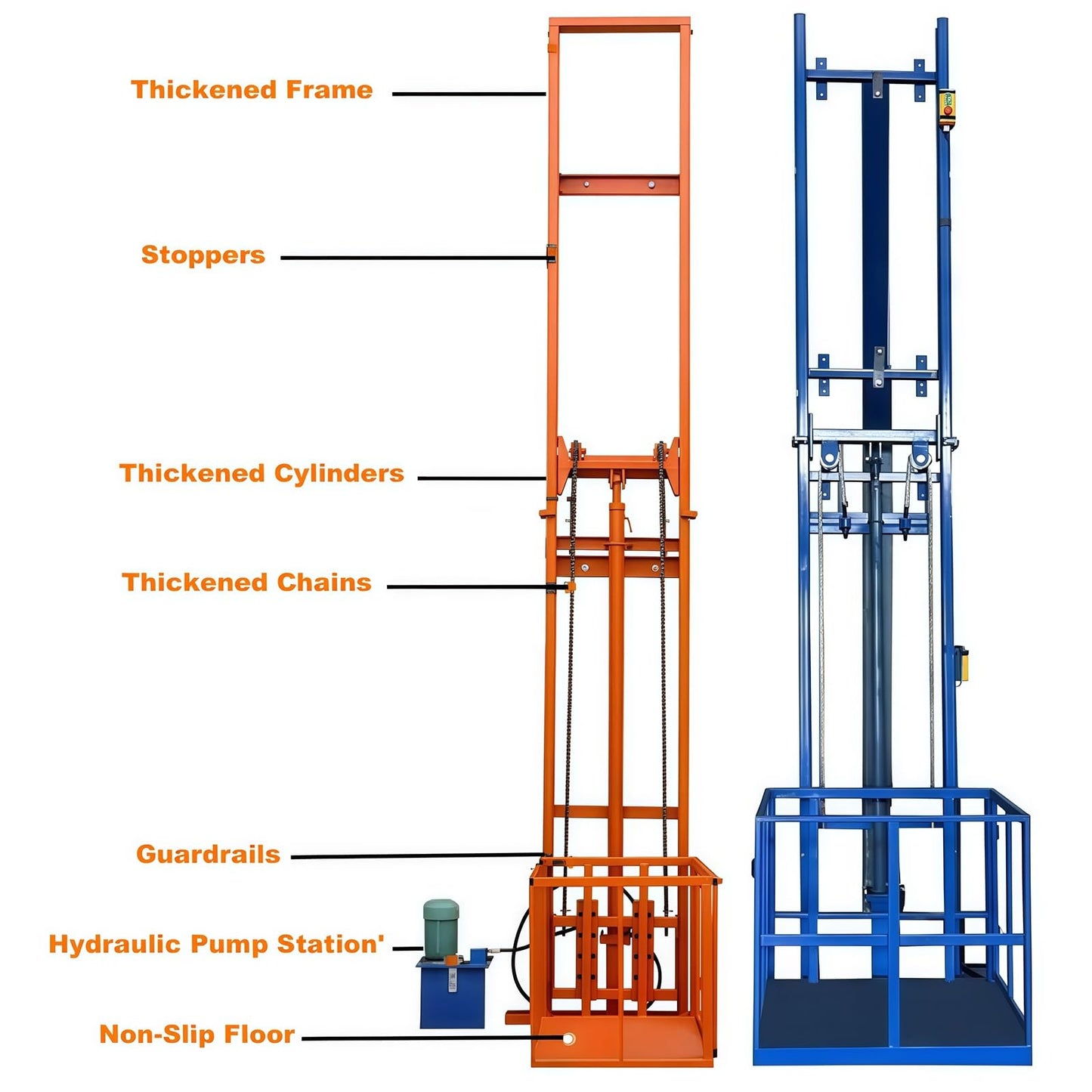 Simple Lift Platform, Hydraulic Home Elevator for Factories, Docks, Basements, Warehouses, Home Use with 1000kg Capacity(9.8FT Lifting Height)