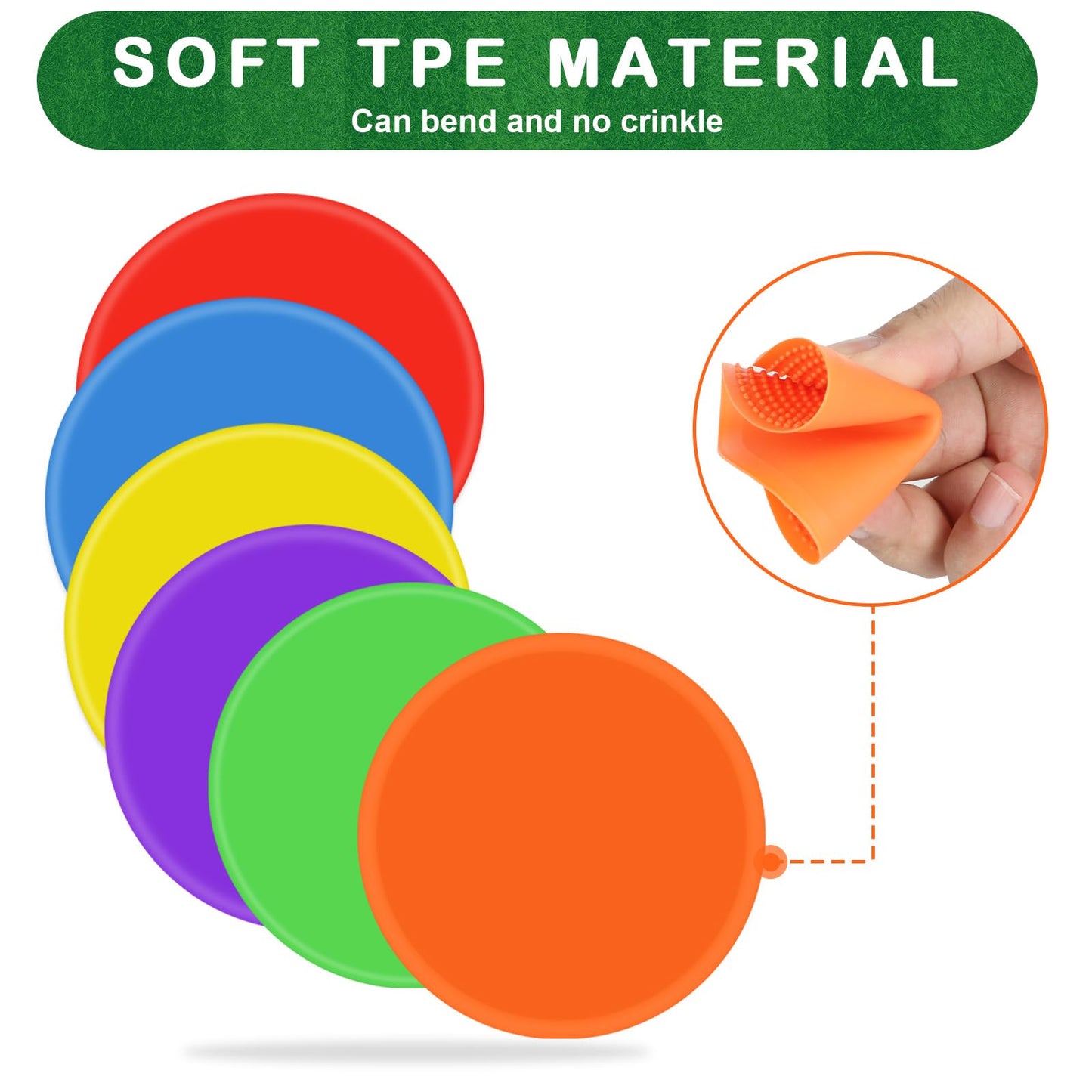 ZIECE Poly Spot Markers 4inch Poly Spots for Gym Floor, 24 Pcs Flat Cones Non-Slip Rubber Floor Dots Agility Markers for Soccer Basketball Sports Speed Training, Dance, Classroom Activities