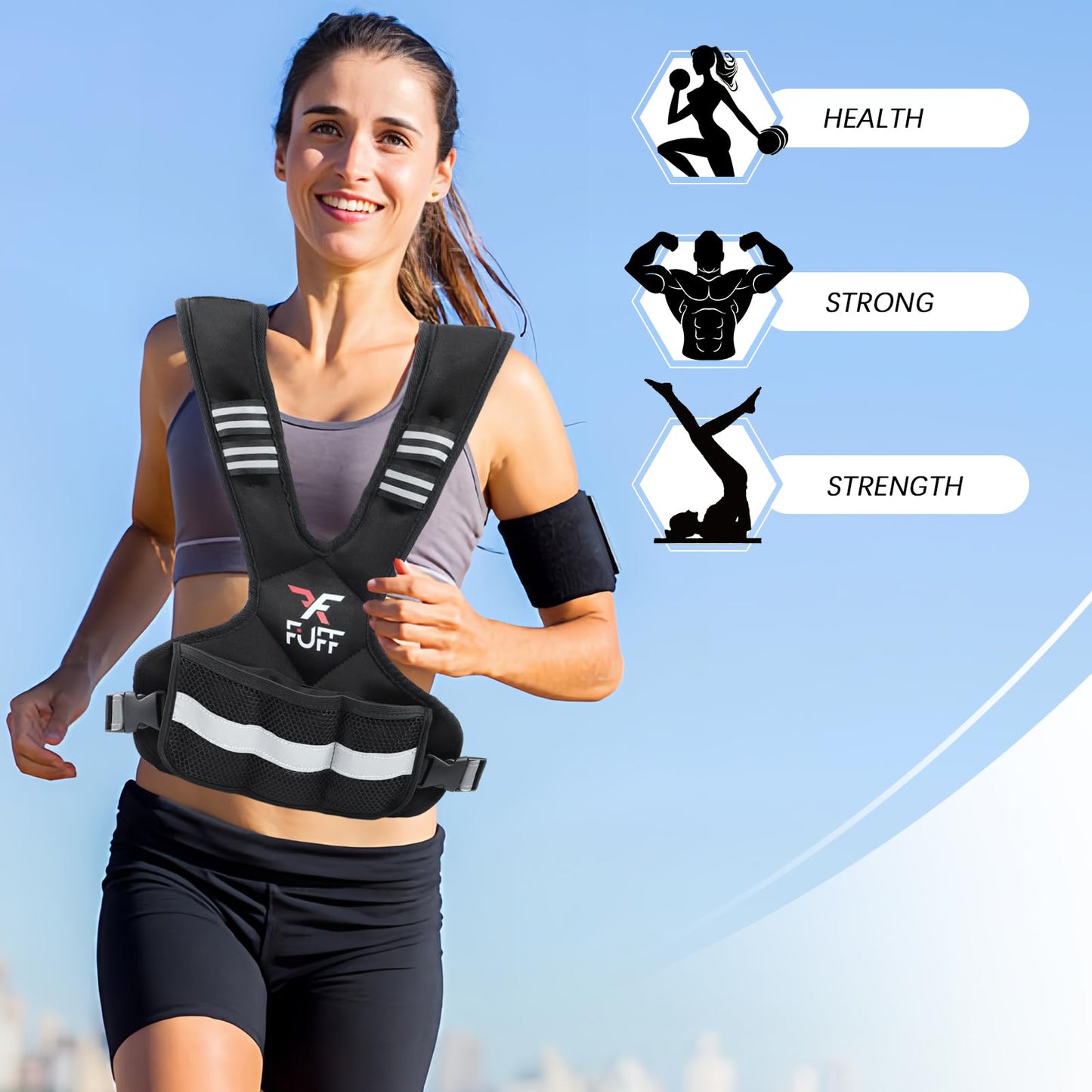 FUFF Weighted Vest Woman, 11-20 Lb Adjustable Weight Vest for Women Men, Female Strength Training Body Vest for Walking Exercise Running Workout
