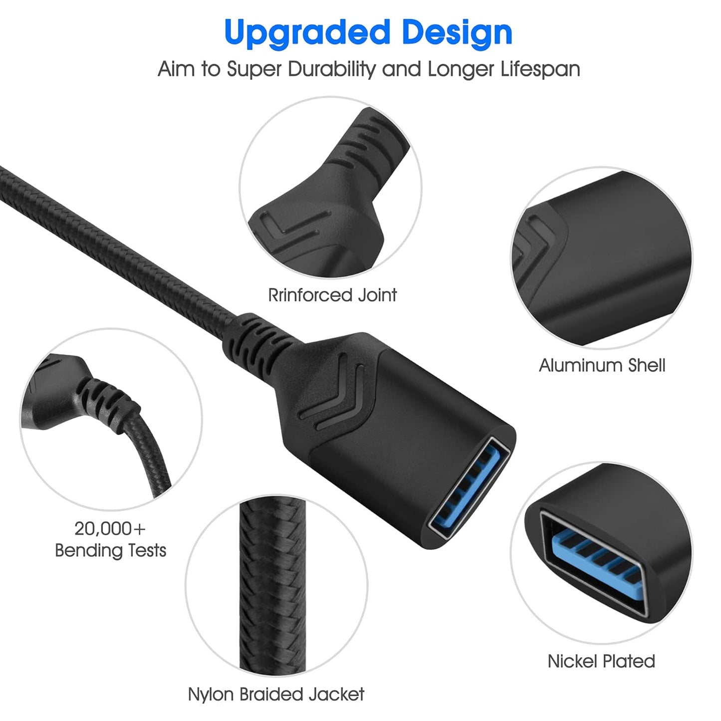 ROFICORD 3.0 [2Pack] 5FT 2Pack 5FT) USB Extension Cable, High Speed Extension Cable USB A Male to Female Extension Cord