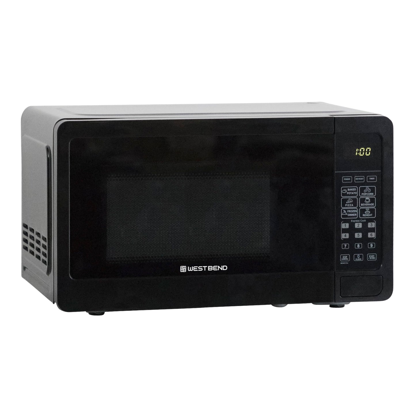 West Bend Microwave Oven 700-Watts Compact with 6 Pre-Set Cooking Settings, Speed Defrost, Electronic Control Panel and Glass Turntable, 0.7 Cu.Ft., Black