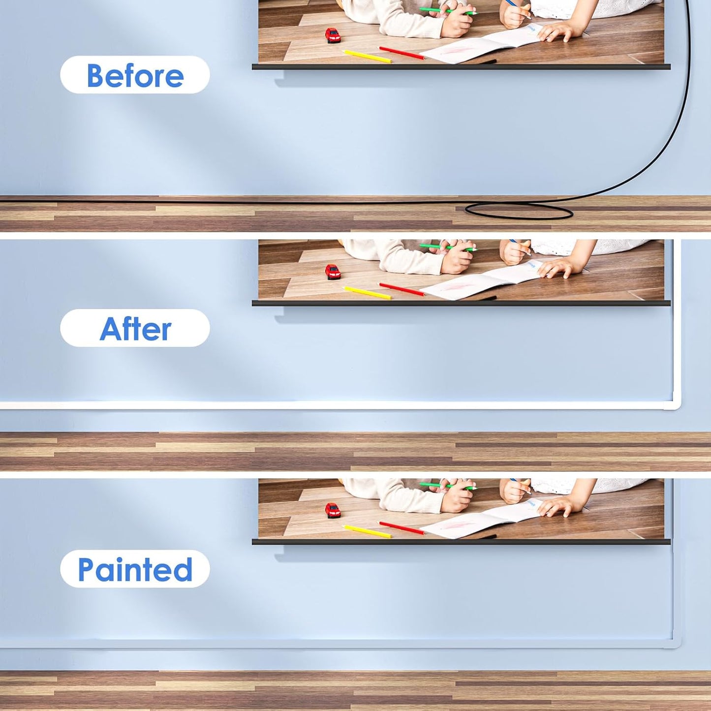 Yecaye 113in 2 W0.59in H0.4in, Cord Hider, One-Cord Cable Concealer, Cord Covers for Wires on Wall, Easy Install Cable