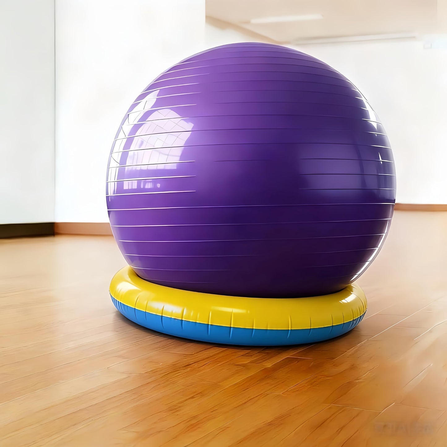 DJDXIZJEK Yoga Ball stabilizer Base - Anti Slip stabilizing Ring, Anti roll Bracket, Suitable for Homes, Offices, and Gyms. Helps with the Storage and Organization of Yoga Balls (Yellow Blue)