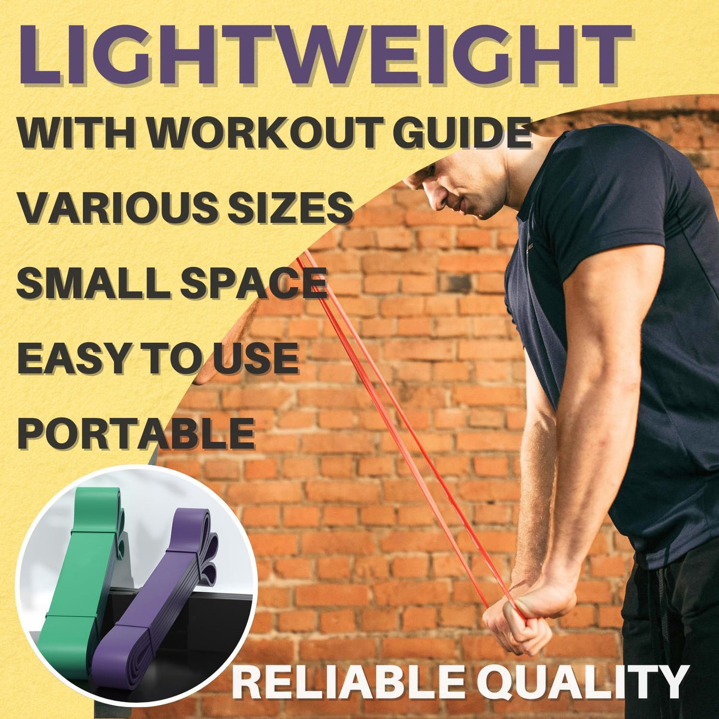 LEZER Resistance Bands for Working Out, Exercise Band, Pull Up Band, Elastic Band, Stretching, Training, Gym, Physical Therapy, Fitness, Workout, Yoga, with Instruction, Set of 5