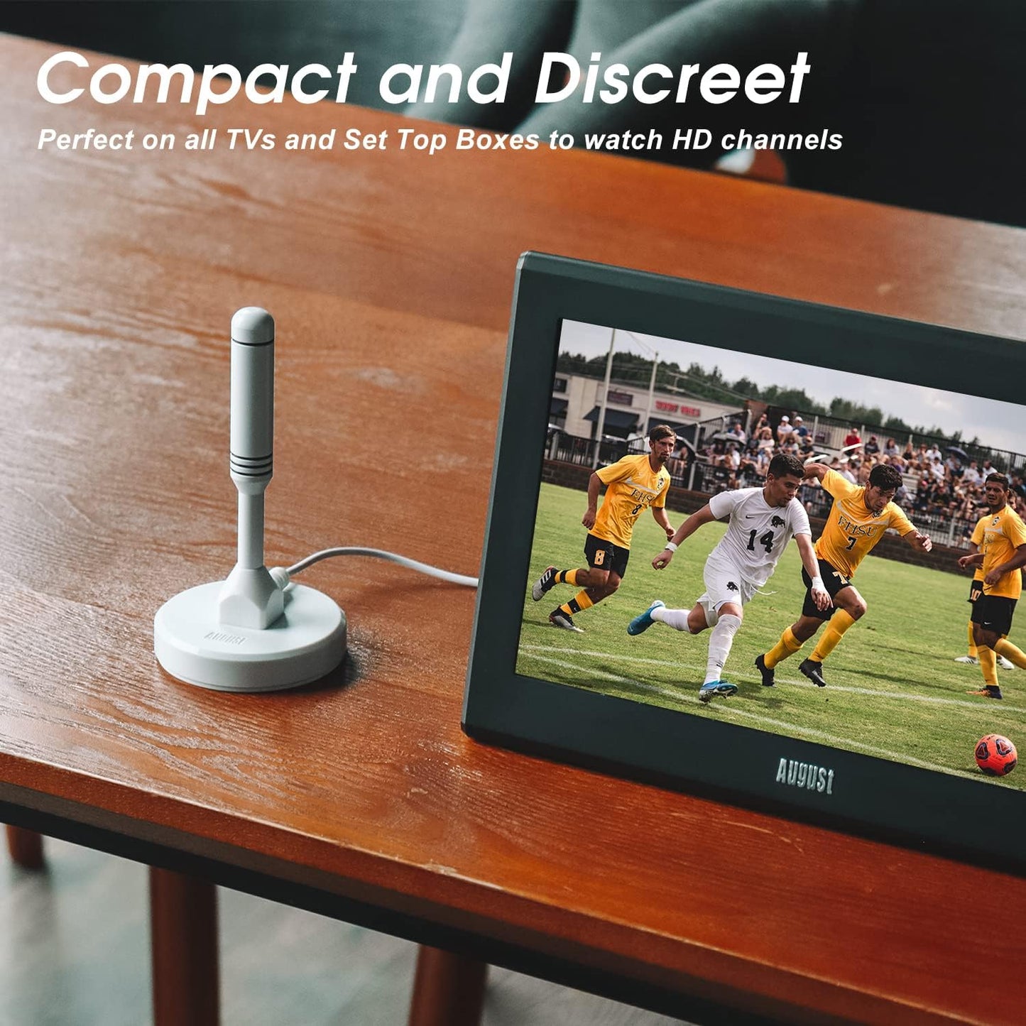 August DTA240 50-Mile 6.5ft HDTV Antenna - - Portable Indoor/Outdoor Digital TV Antenna with Magnetic Base, Range