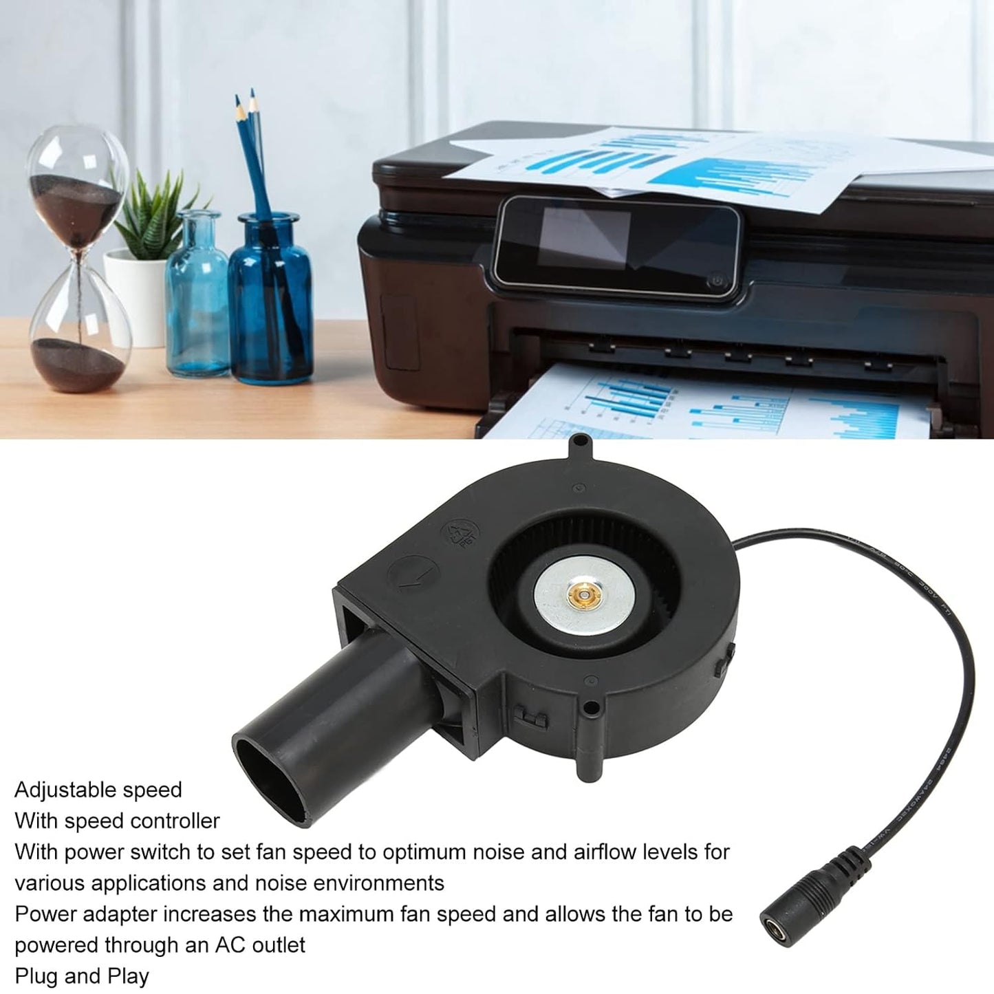 120mm 12V Mini Blower Fan, DC Mini Blower Fan with Speed Control for Receiver DVR, Inflatable Replacement Fan for Modem