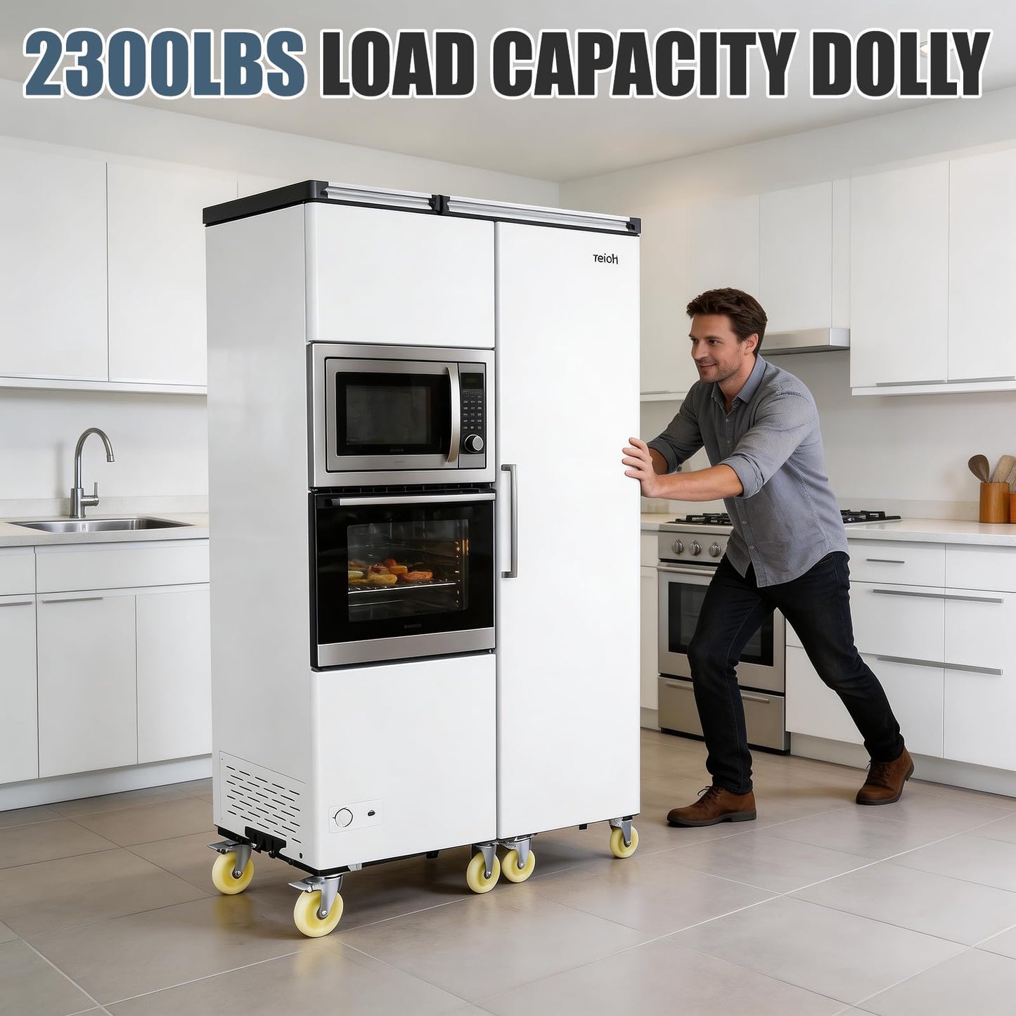 2 Set Furniture Moving Dolly 2300LBS Capacity, Heavy Duty Dolly Cart with 5" Wheels, 31"x17" Flat Dolly with Anti-Slip Strip & Reinforced Crossbar, Easily Moves Heavy Furniture & Building Material