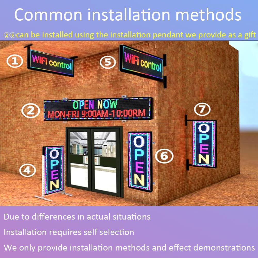 HIJH SAIL Outdoor Programmable Led Sign Waterproof Scrolling Digital Business Advertising Display Screen Custom Electronic Message Board Brightness App Control(39"X8")