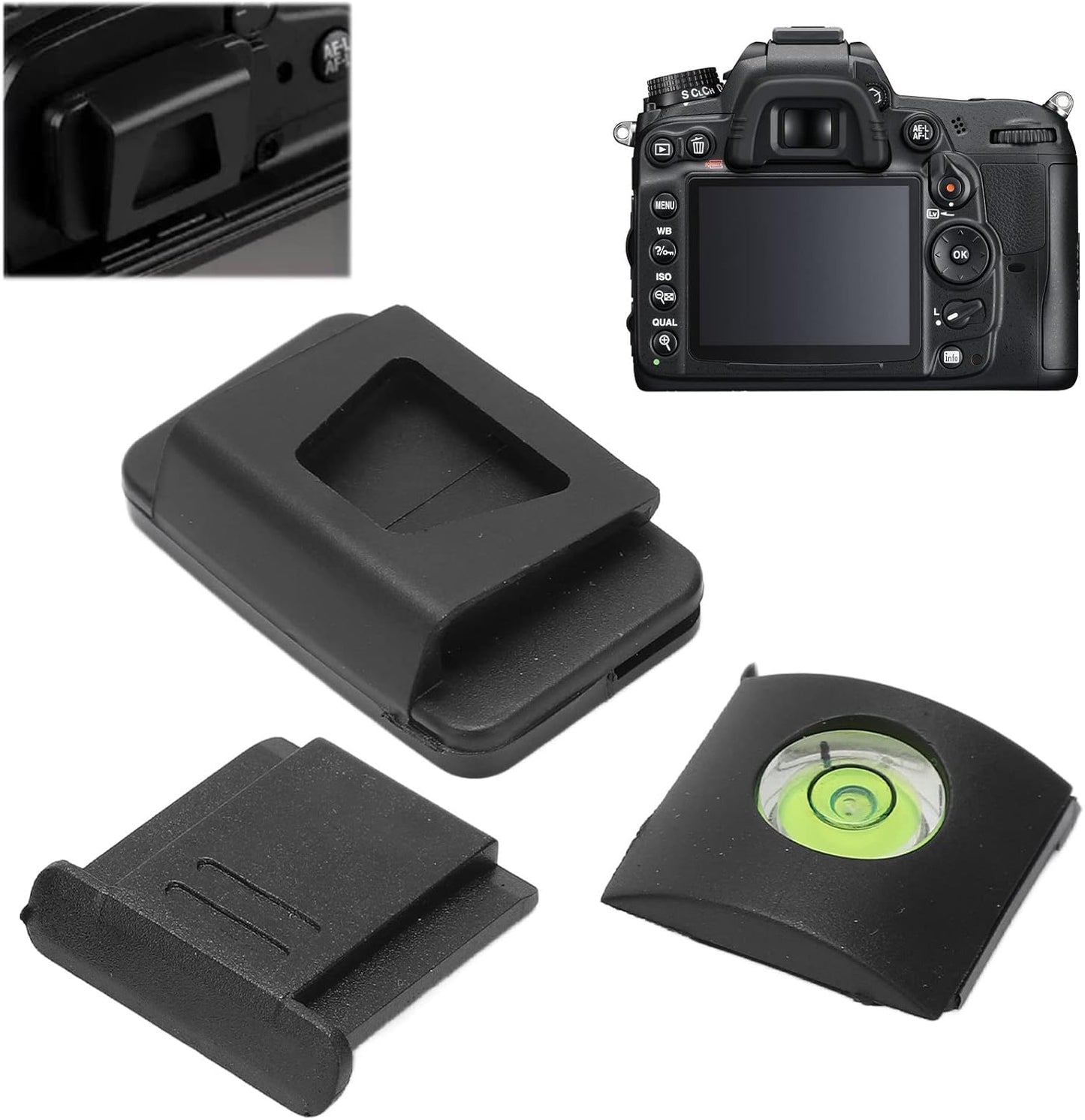 DK-5 Set D7000. Camera Eyecup for Nikon Viewfinder Protector with Cold Shoe Cover. Enhances viewfinder Clarity