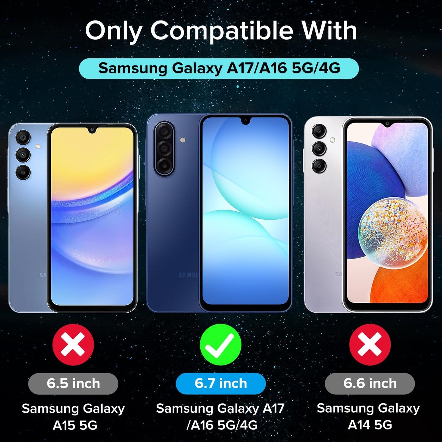 A17 5G/Galaxy A16 5G, 6.7-inch, 2-Pack ivoler Screen Protector for Samsung Galaxy Tempered Glass Film, Alignment Frame