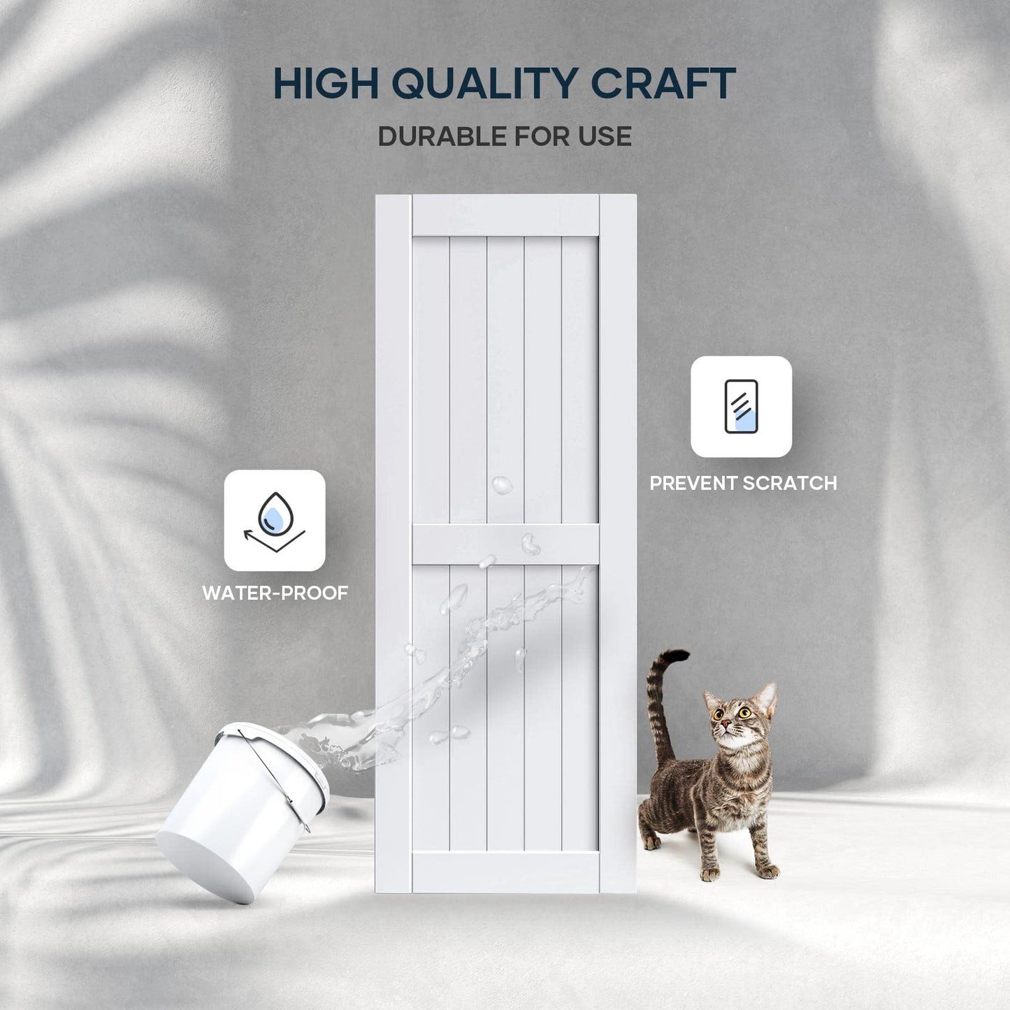 EaseLife 30 x 84 inch White Barn Door with 5.5FT Sliding Door Hardware Kit Included & Handle,Solid Wood Covered with Waterproof PVC Surface,DIY Assemblely,Easy Install,H-Frame,Fit 26-28in Wide Opening