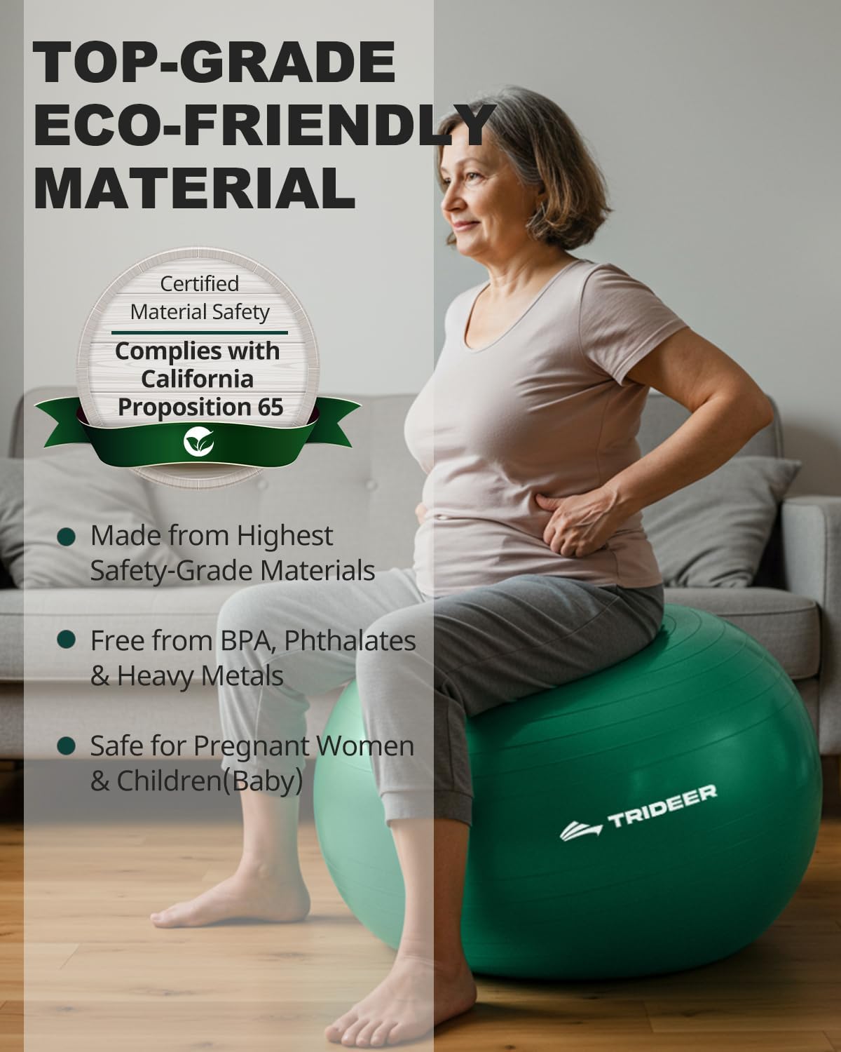 Trideer Exercise Ball for Physical Therapy, Core Strength, Stability & Balance Training, Swiss Ball for Yoga, Fitness & Rehabilitation