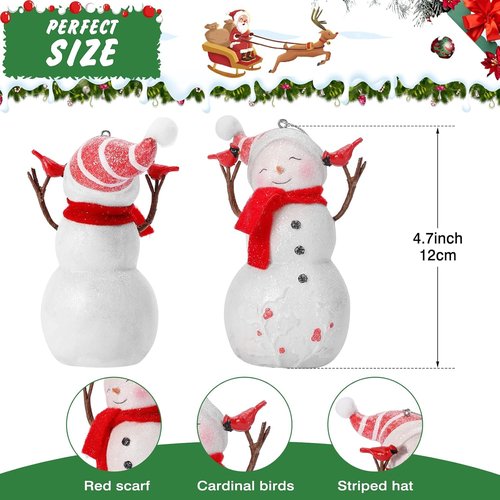 EZVYAO Snowman Figurines - Charming Christmas Decorations | 4.7" Resin Standing & Hanging Ornaments for Home, Office, and Gifts