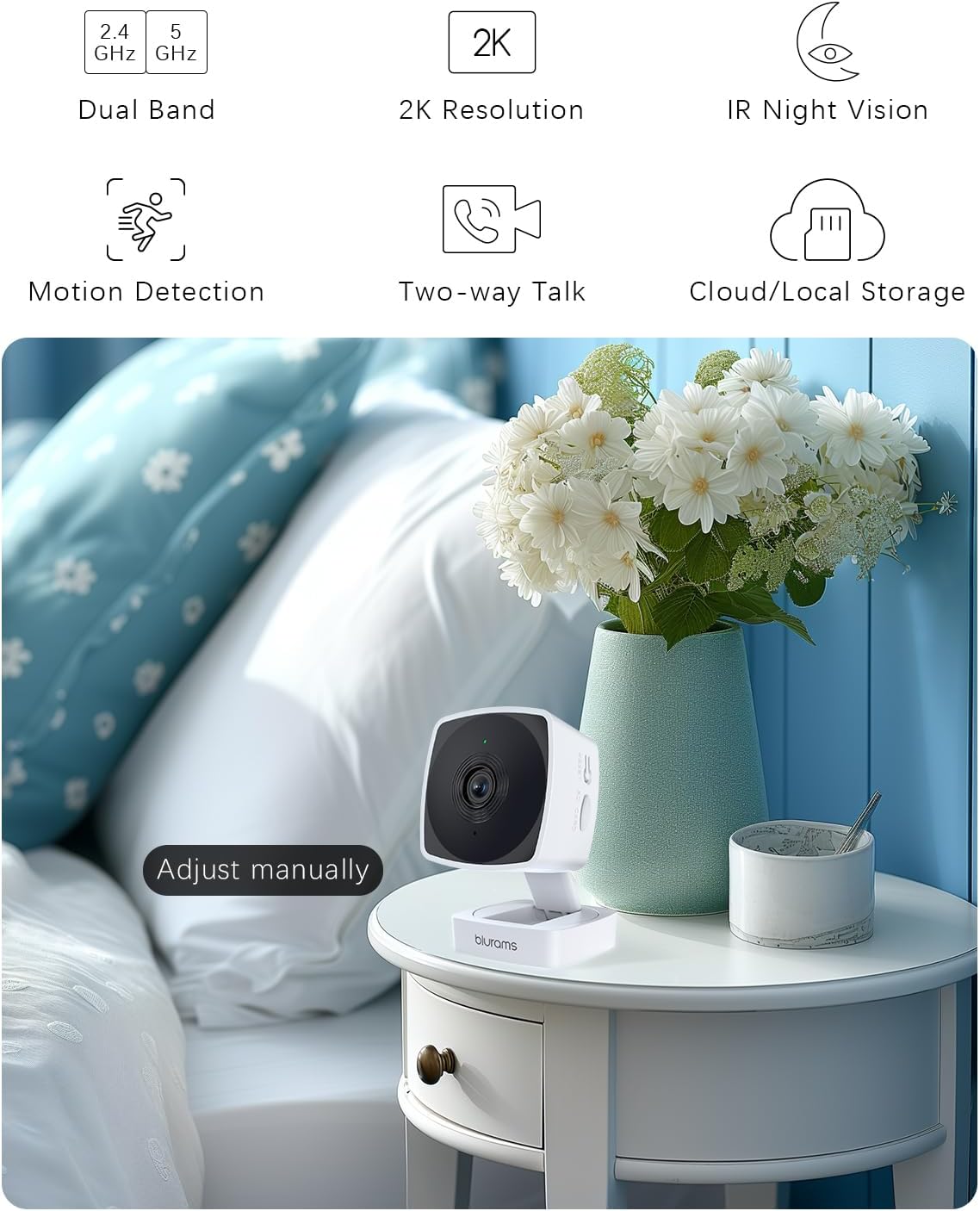 blurams 5G&2.4G, 2K 2-Way Cameras for Home Security Security Camera Indoor, Pet Camera with Phone App, Indoor Camera