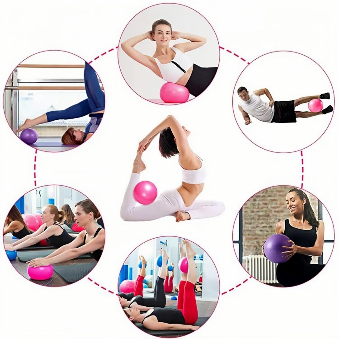MBKHFLL Small Pilates Ball 9 Inch Small Exercise Ball Mini Workout Yoga Balls for Gym Yoga, Core Training, Fitness, Workout, Stability, Improves Balance (Purple-1 Pcs)