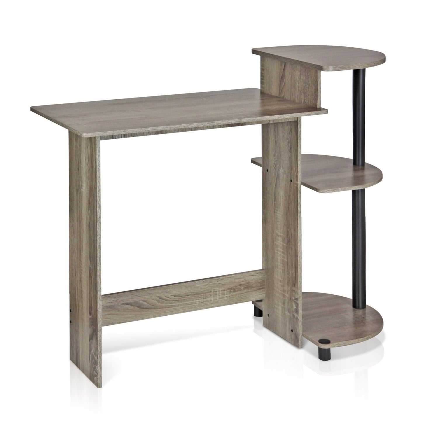 Furinno COMPACT Desk, 28.5" Wide Gaming Desk with Shelves, Computer Desk with Book Shelf, Office Desk for Home Office, Study Room, Dorm, Bedroom, French Oak