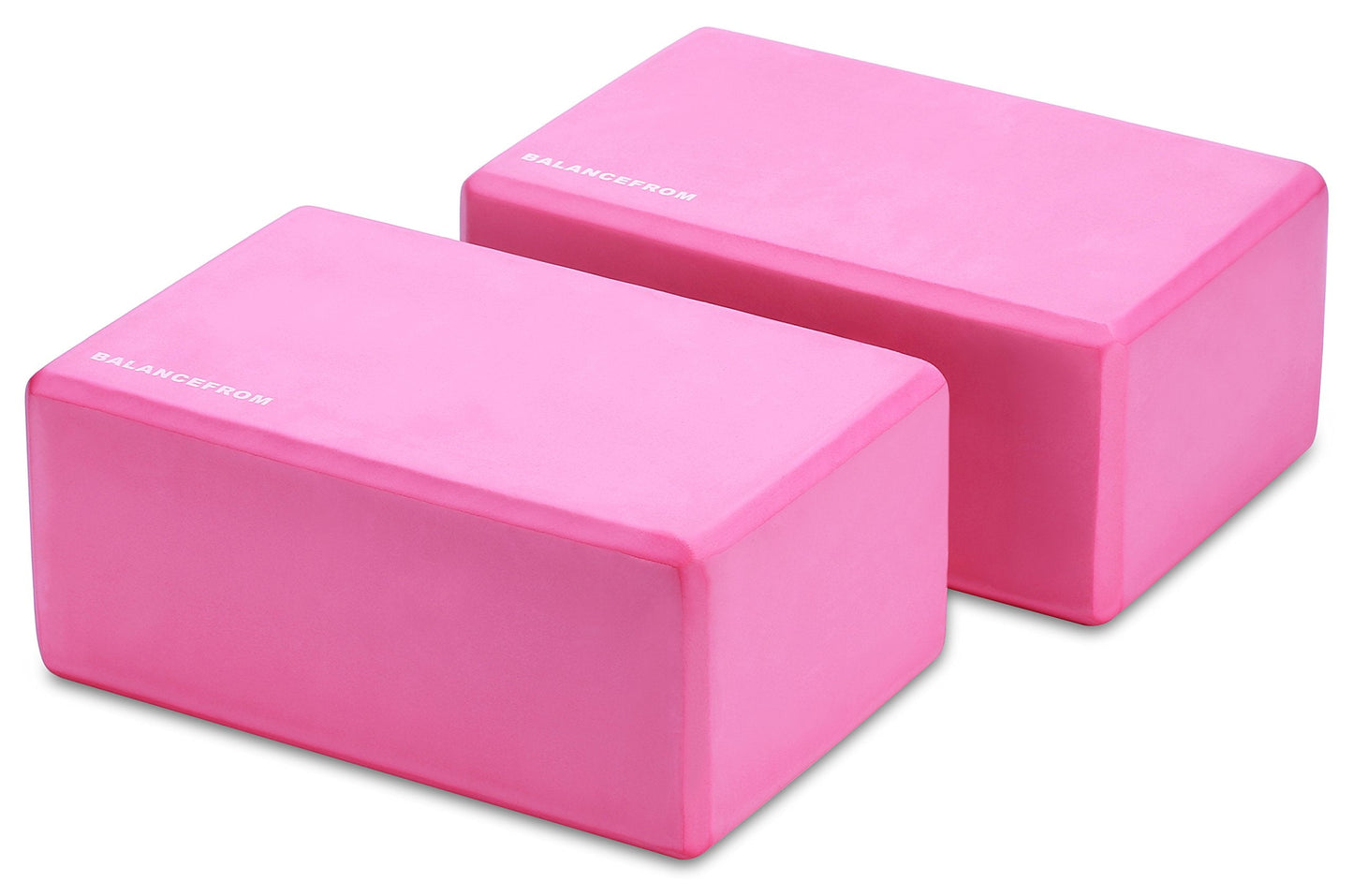 Fitvids Set of 2 High Density Yoga Blocks, 9"x6"x4" Each, Pair (Pink)
