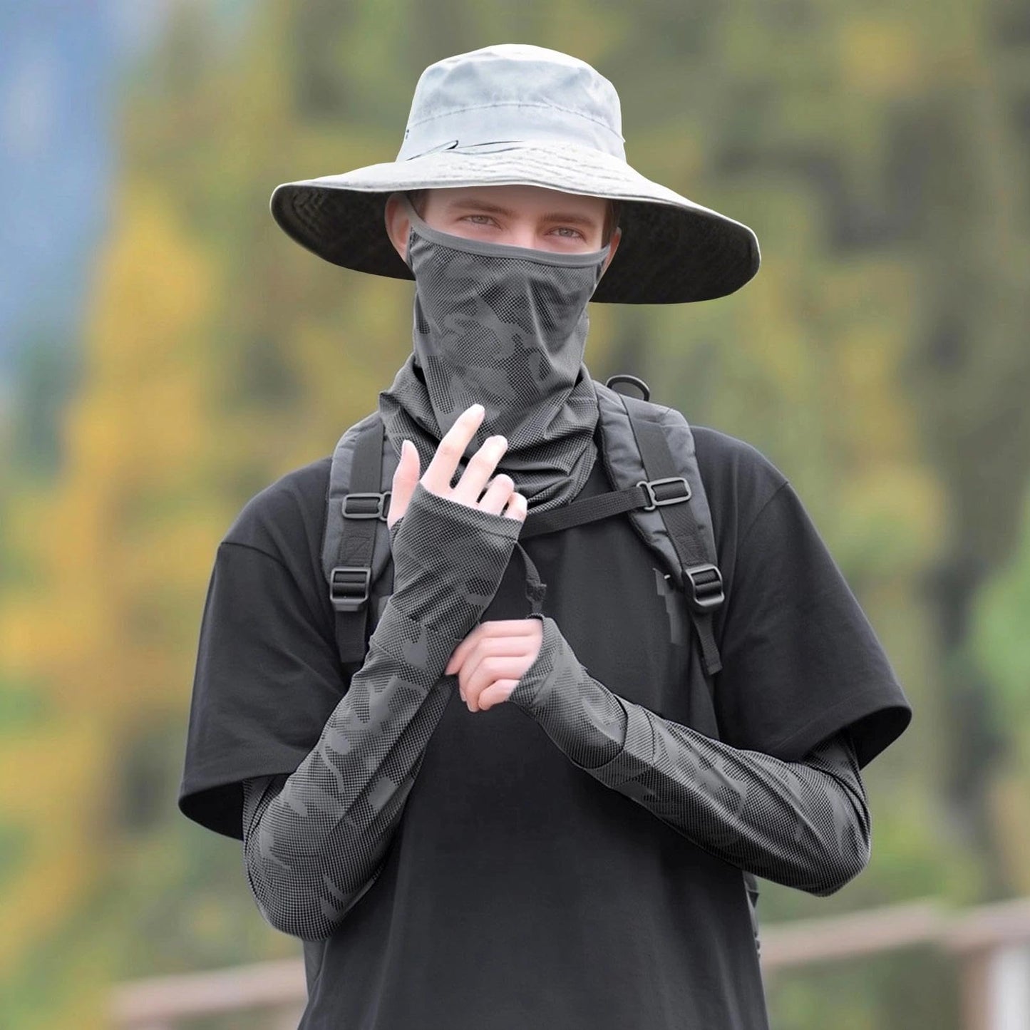 RainFlowwer Dark Grey UV Sun Protection Arm Sleeves for Men Women Teenager, Ice Silk Cooling Arm Sleeves for Running Fishing Cycling Driving Gardening Hiking