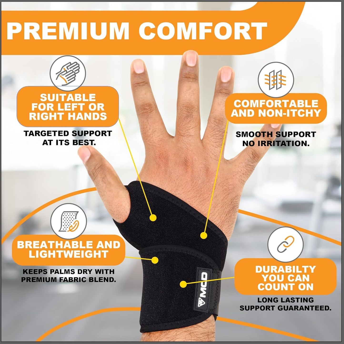 MCD Carpal Tunnel Wrist Brace Lightweight Wrist Support Brace Wrist Wraps for Pain Daily Use Wrist Band for Pain Fits Both Right Hand & Left Hand Muñequeras para Dolor de Mano Wrist Compression Brace