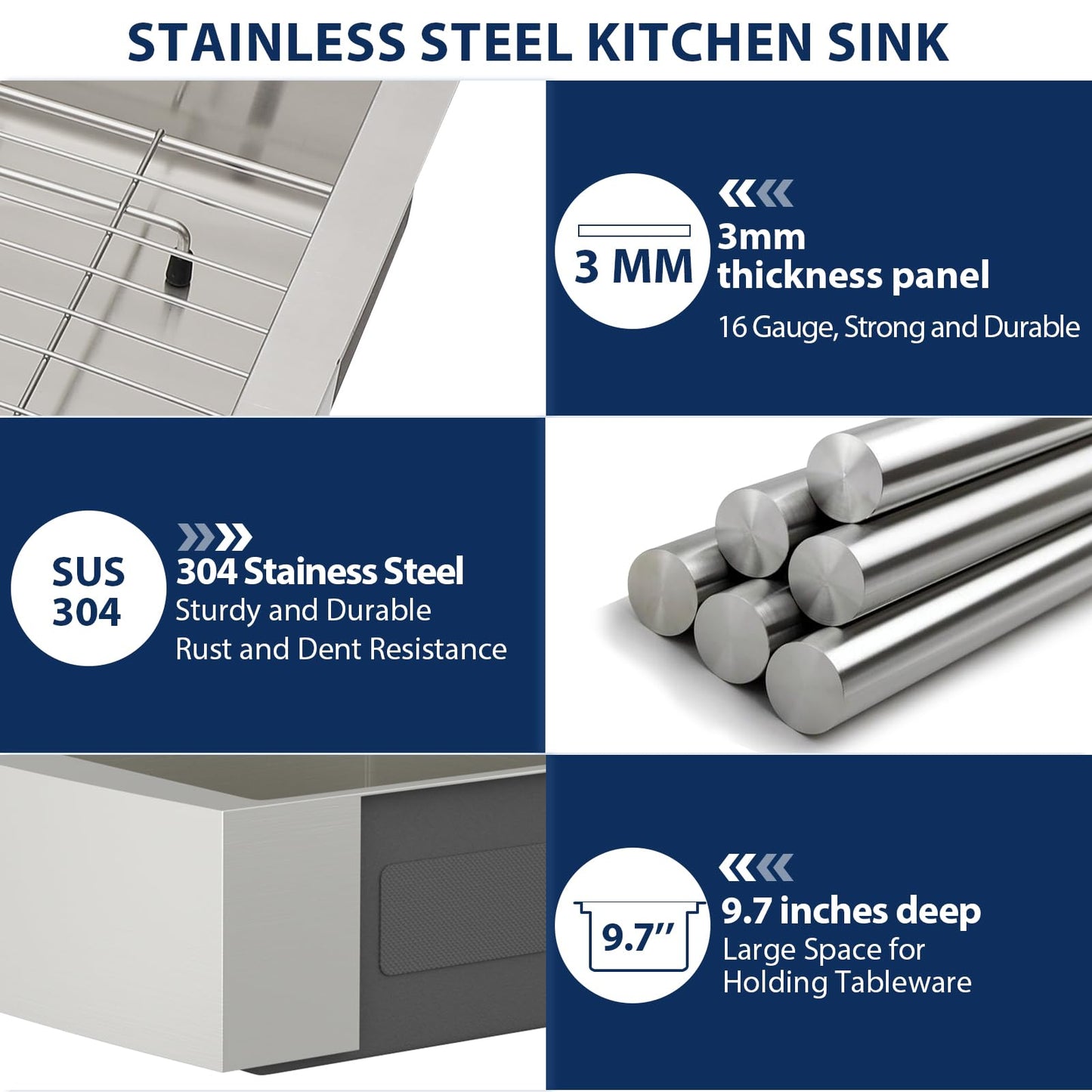 Lordear 30 Kitchen Sink Apron Front 30X22 Inch Farmhouse Sink Workstation 16 Gauge Stainless Steel Single Bowl Handmade Kitchen Farm Sinks Basin, 9" Apron Height