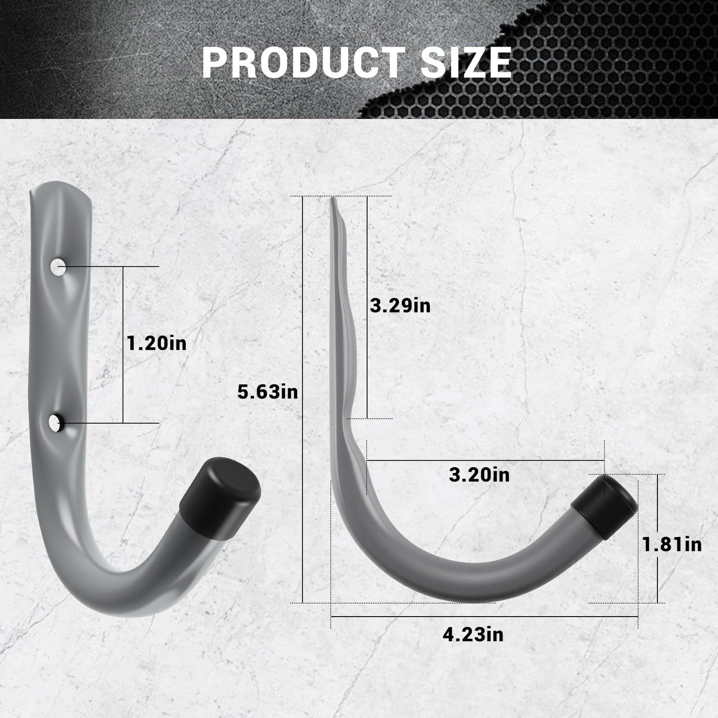HOME MASTER HARDWARE 12 Pack 4-Inch Heavy Duty Garage Storage Wall Hooks, Steel J Utility Hooks for Hanging Ladders, Tools, Bikes, Grey