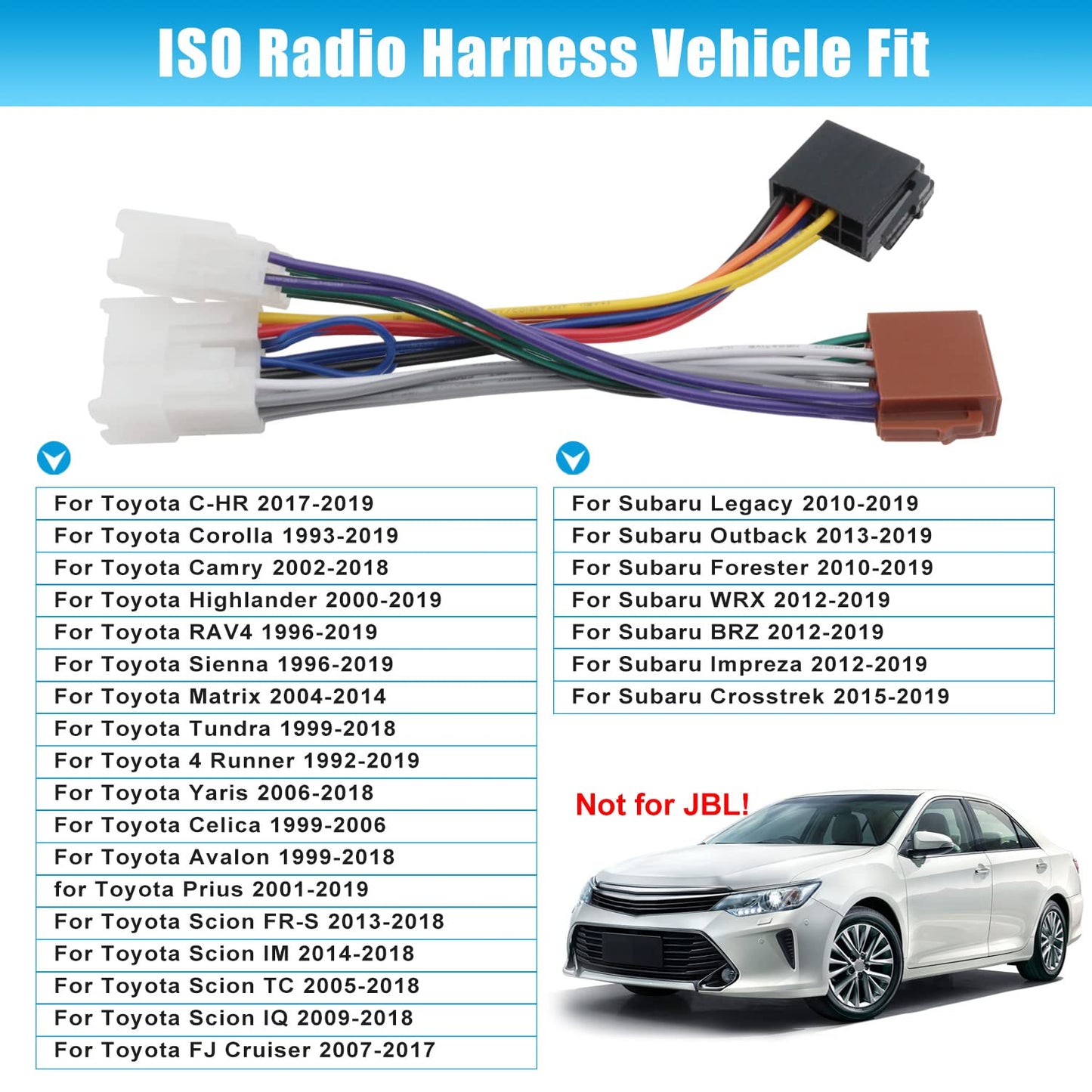 RAV4 Wiring Harness Replacement for Toyota Corolla Camy Highlander ISO Radio Wire Cable Car Stereo Power Speaker