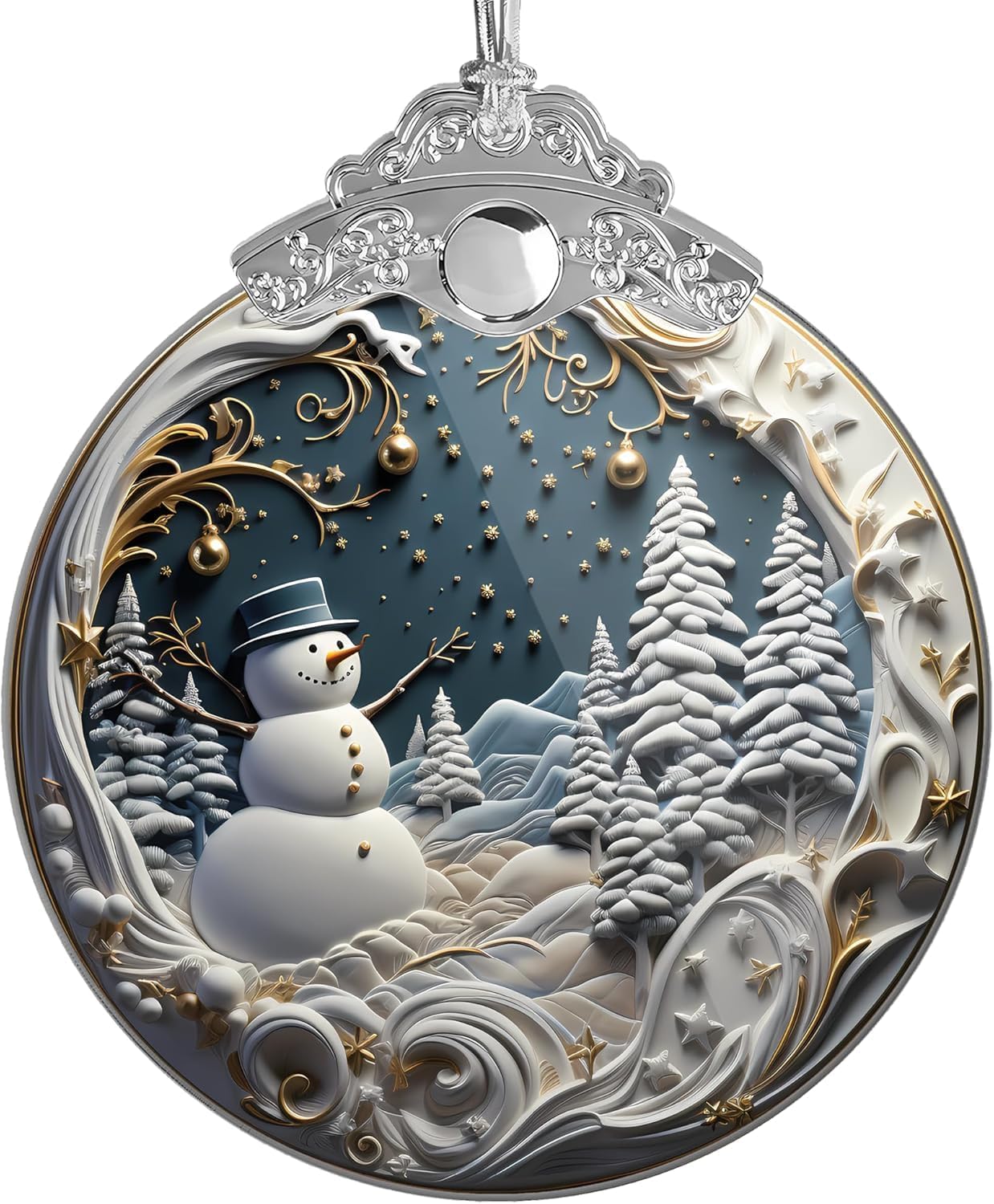 Skiennix Christmas Ornaments - Unique 4-Inch Snowman Acrylic Art for Holiday Decor & Car Interiors