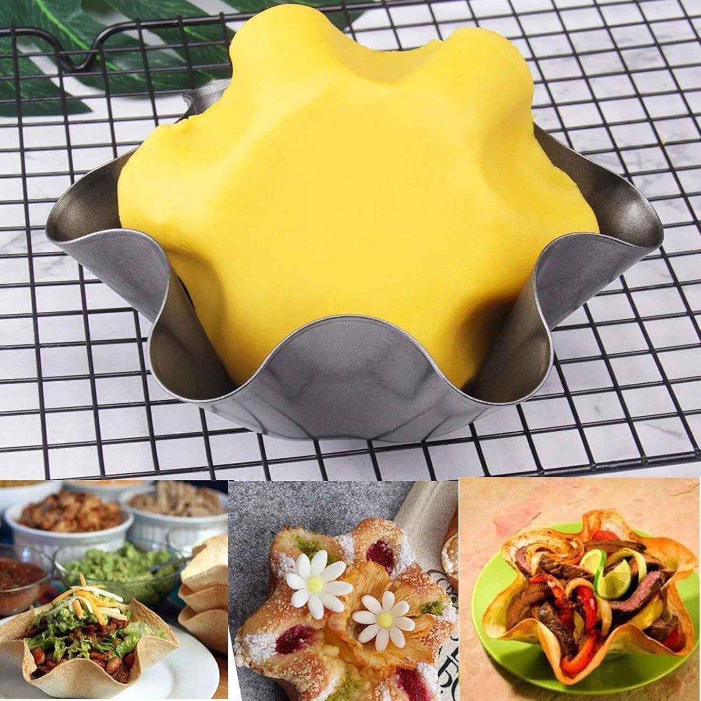 Skiennix Non-Stick Baking Bowls - Carbon Steel Tortilla Bowl Maker for Kitchen | Black Salad Bowl Pans