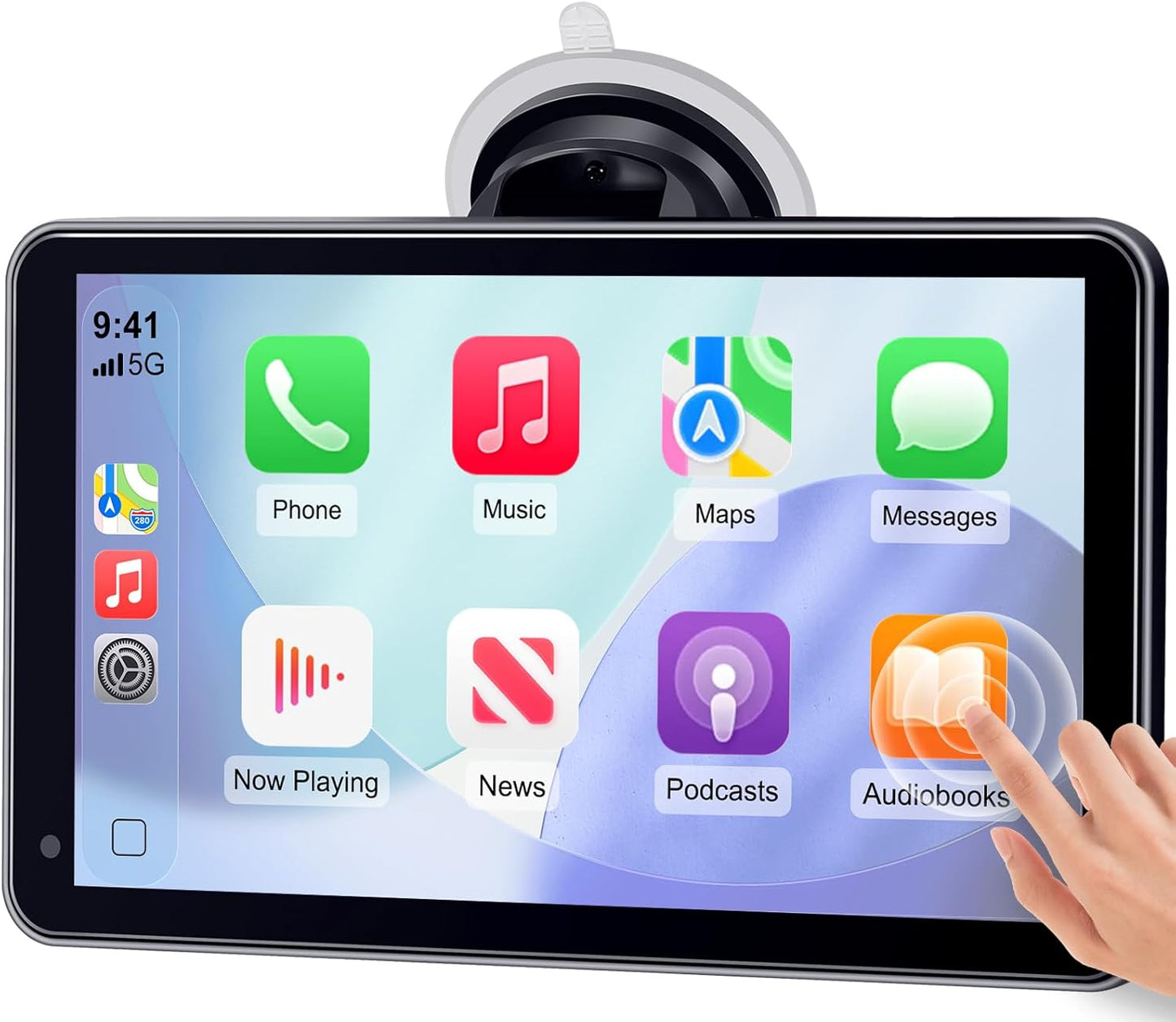 Befumly 3-Min 7 Inch 1080P Commuters Easy Install Portable Wireless Carplay Screen: Plug-Play Support Apple CarPlay