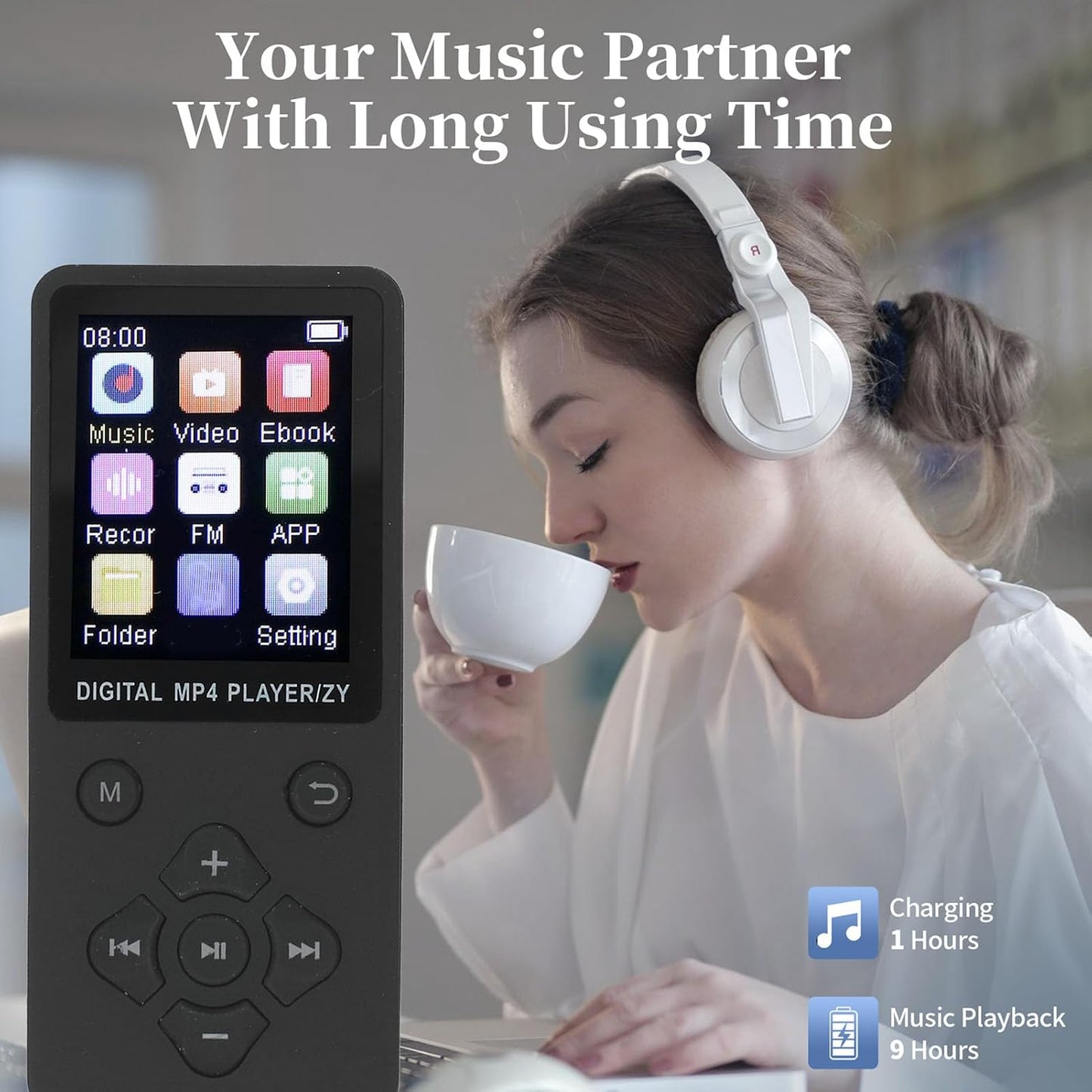 Yunseity 64GB MP3 5.0 MP3 MP4 1.8in Player, Bluetooth Portable HiFi Sound Quality Music Player, & Player with Color