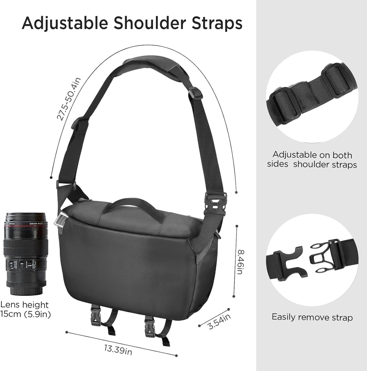 TAAOKA Camera Sling Bag, Waterproof Camera Case with Tripod Holder, DSLR/SLR/Mirrorless Cameras Shoulder Bag, Crossbody