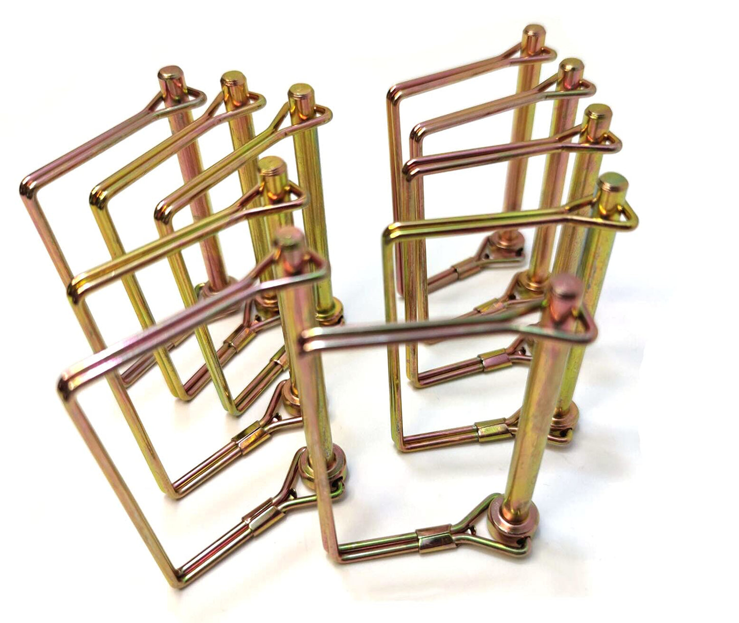 10 Pieces 1/4 Inch Wire Lock Pin, Trailer Coupler Pin,Hitch pin ,Heavy Duty Safety Coupler Pin Shaft Locking Pin for Farm Trailers Wagons Lawn Garden(Square, Gold)